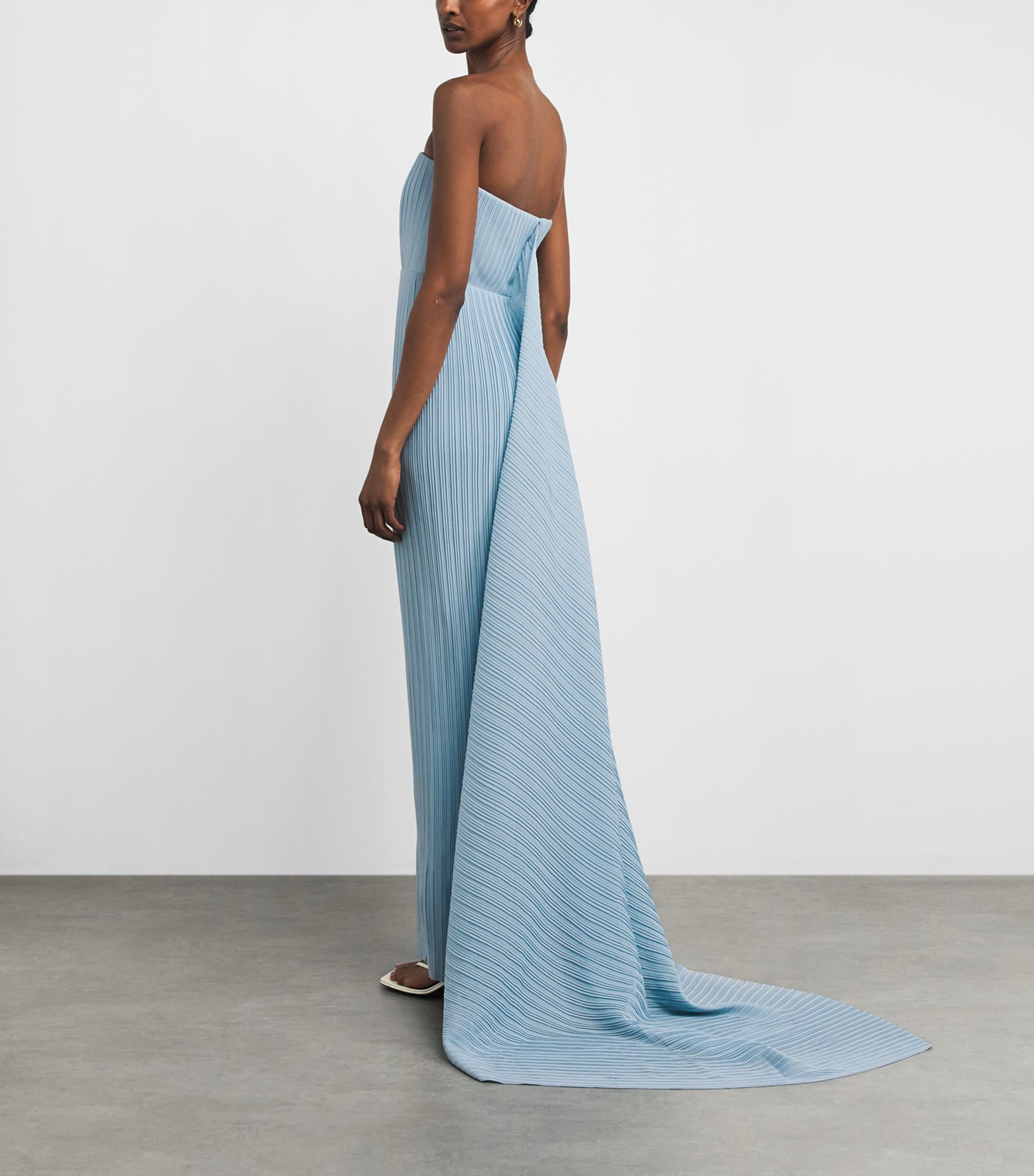Solace London Womens Pleated Harlee Strapless Gown Soft Blue Image 4