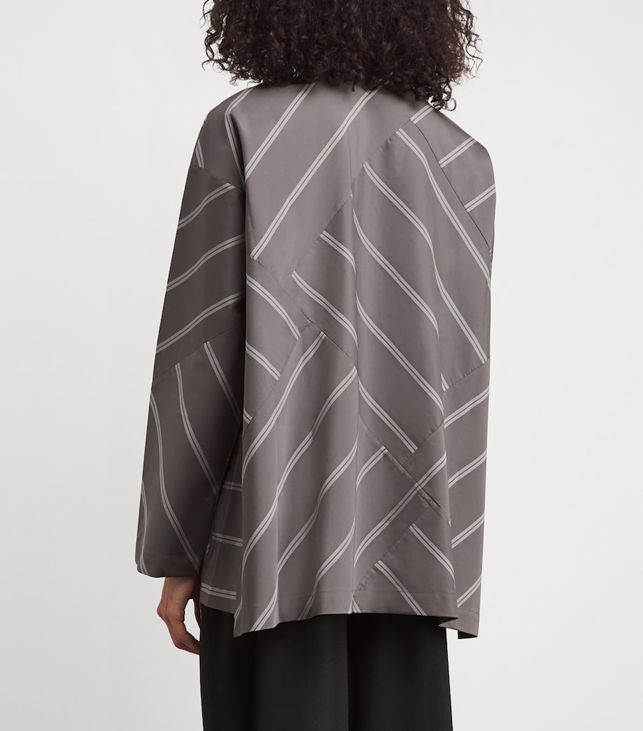 Slim Double Stand-Collar Shirt GREY Image 4