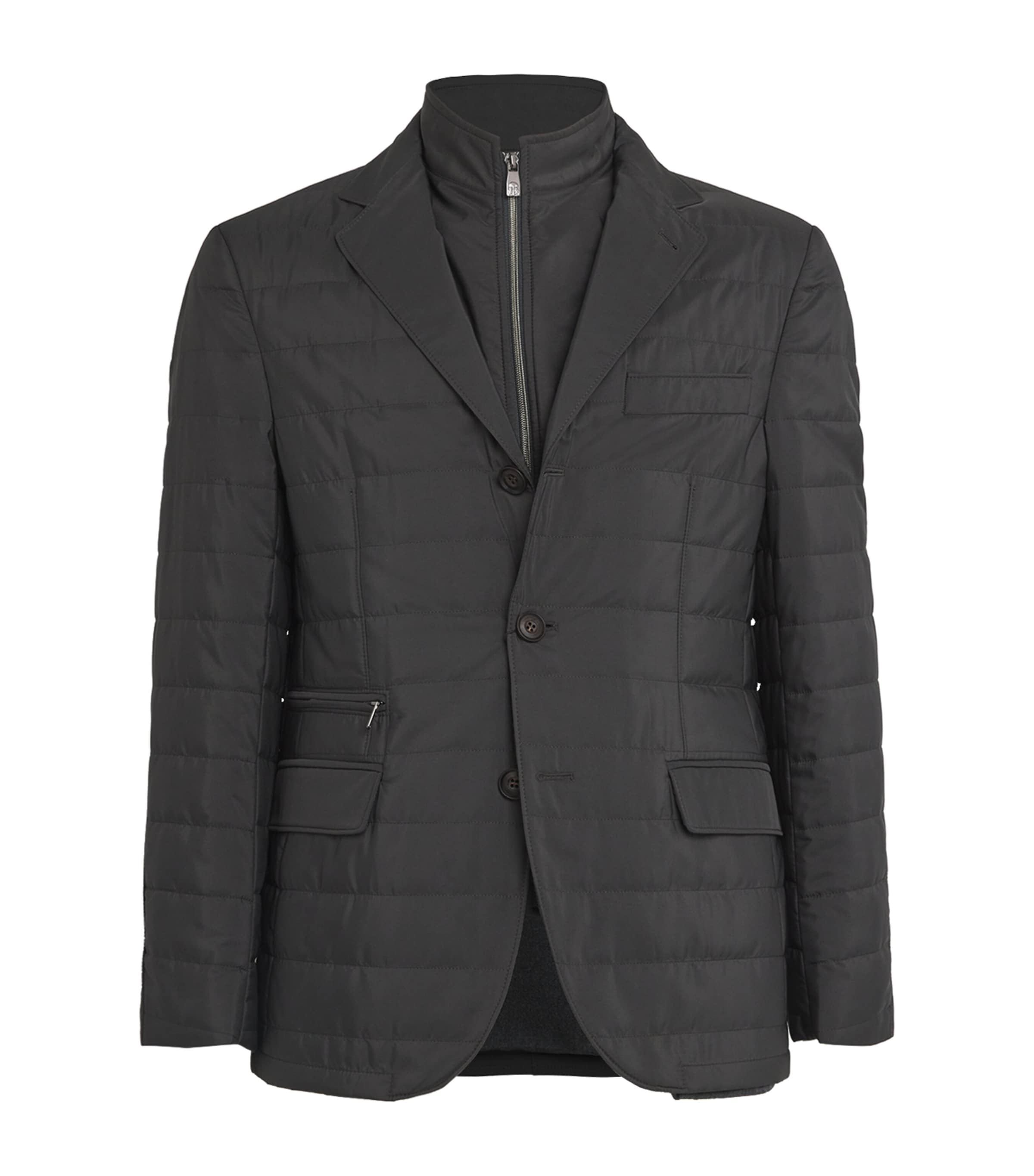 Corneliani Technical Quilted Blazer In Navy