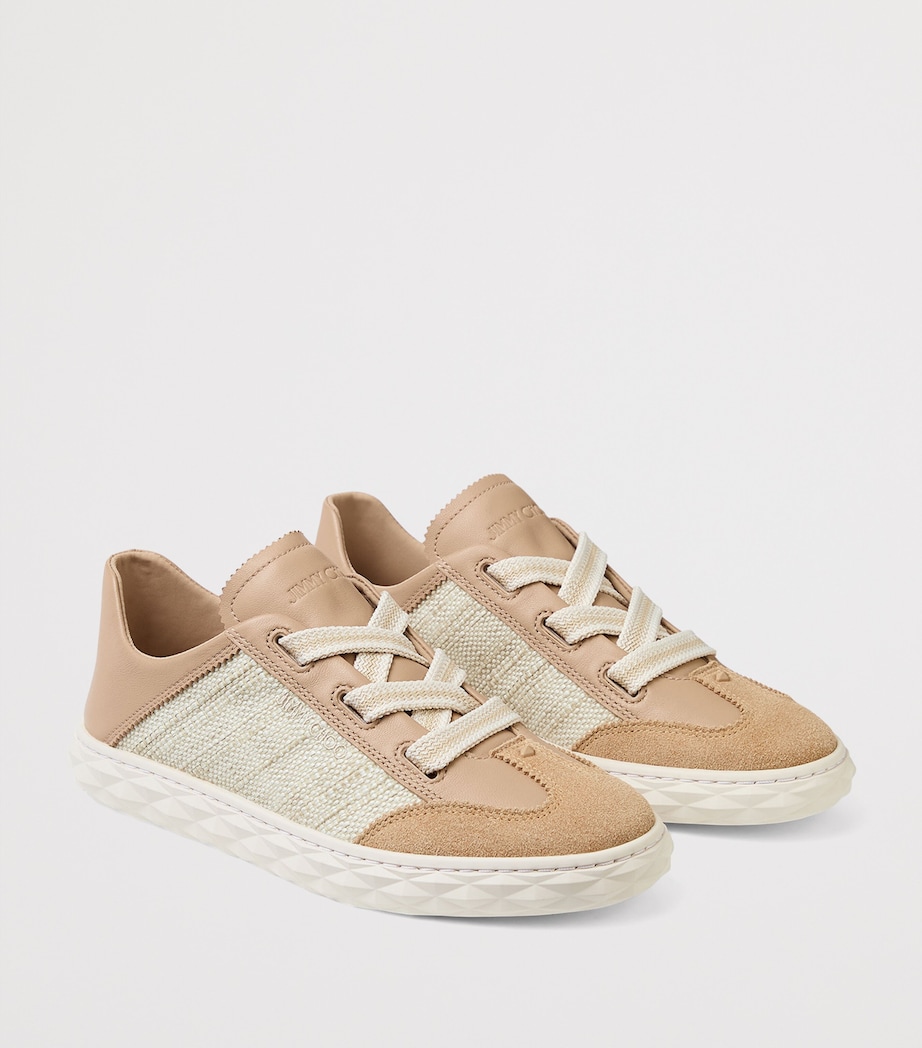 Jimmy Choo Diamond Light Flex Leather Woven Sneakers V Chai/natural Image 3