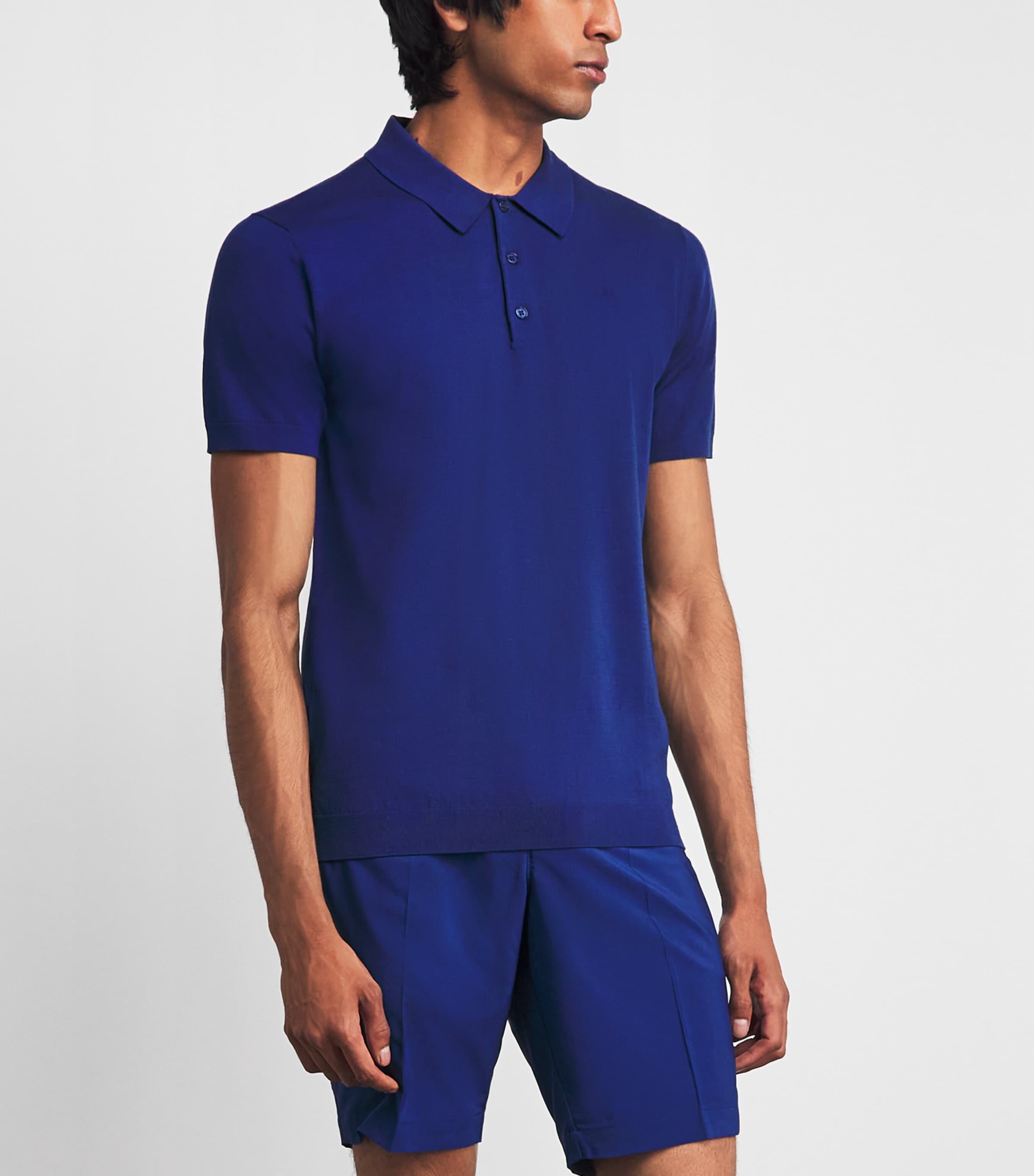 J Lindeberg Mens Knitted Ridge Polo Shirt Estate Blue Image 4