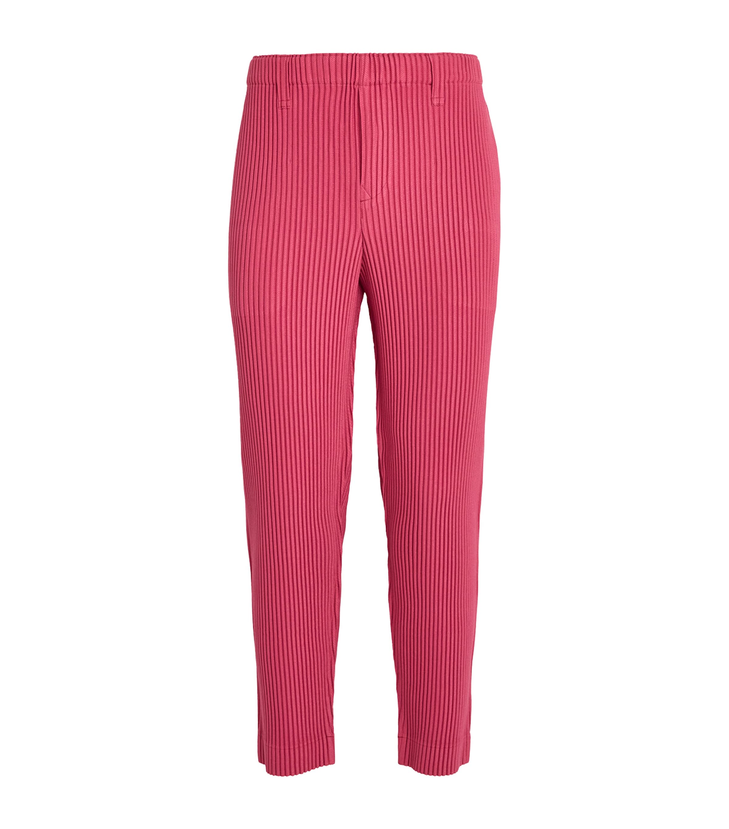 Homme Plissé Issey Miyake Mens Pleated Straight Trousers Pink Image 1