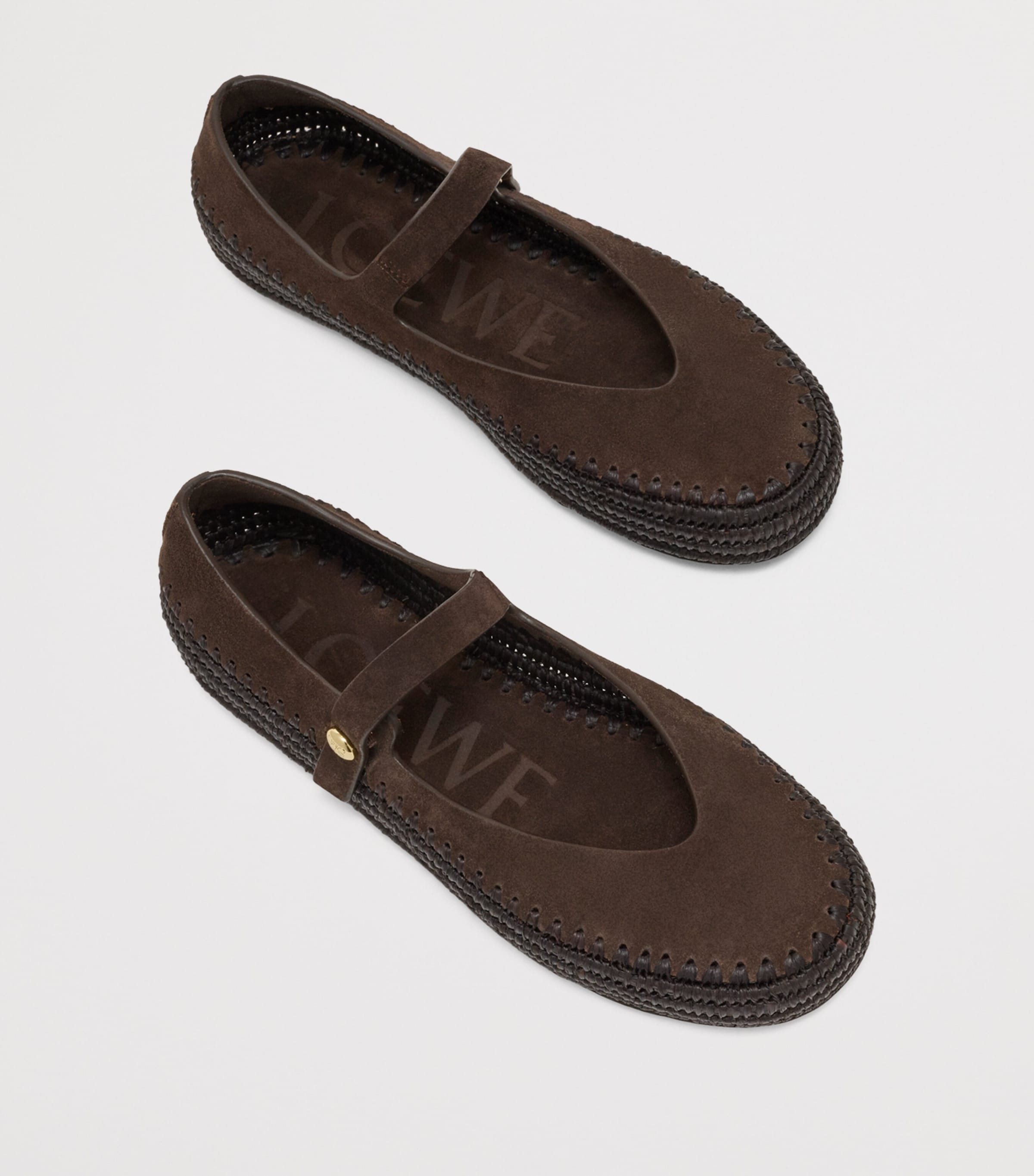 LOEWE Brown x Paula's Ibiza Suede-Raffia Rio Mary Janes | Harrods US