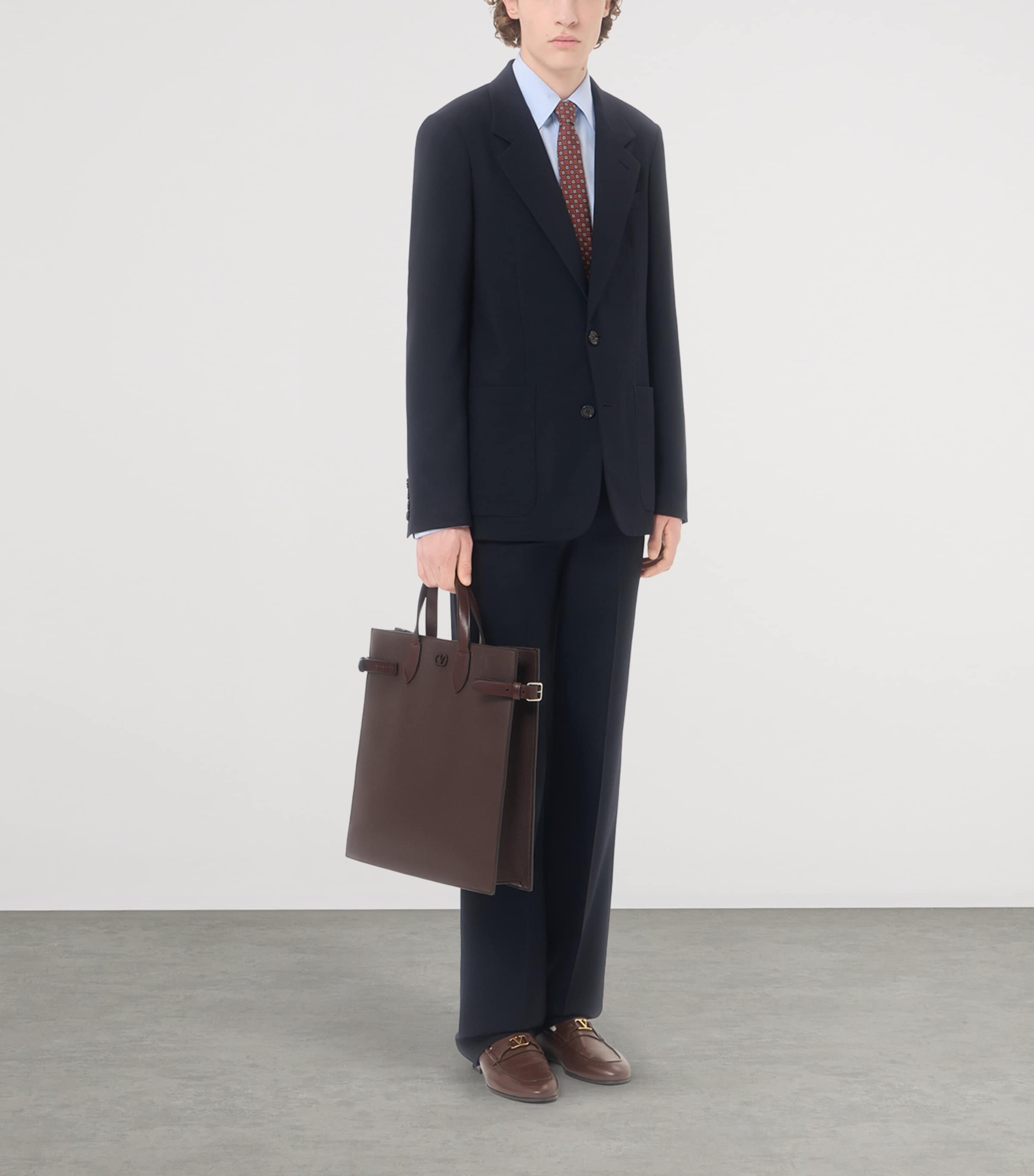 Valentino Mens Virgin Wool Pleated Trousers Image 2