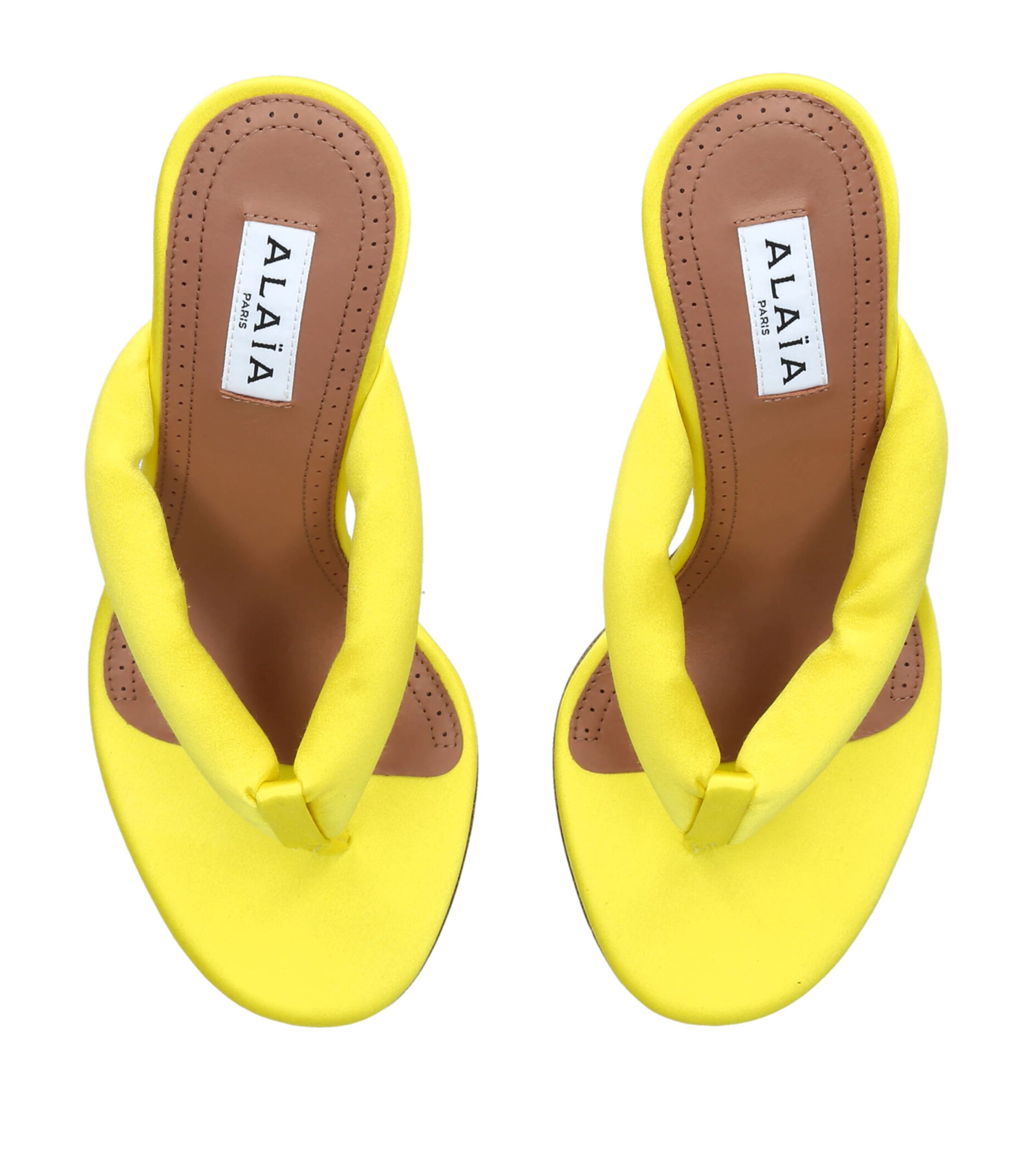 Alaïa Satin Thong Sandals 90 Yellow Image 3