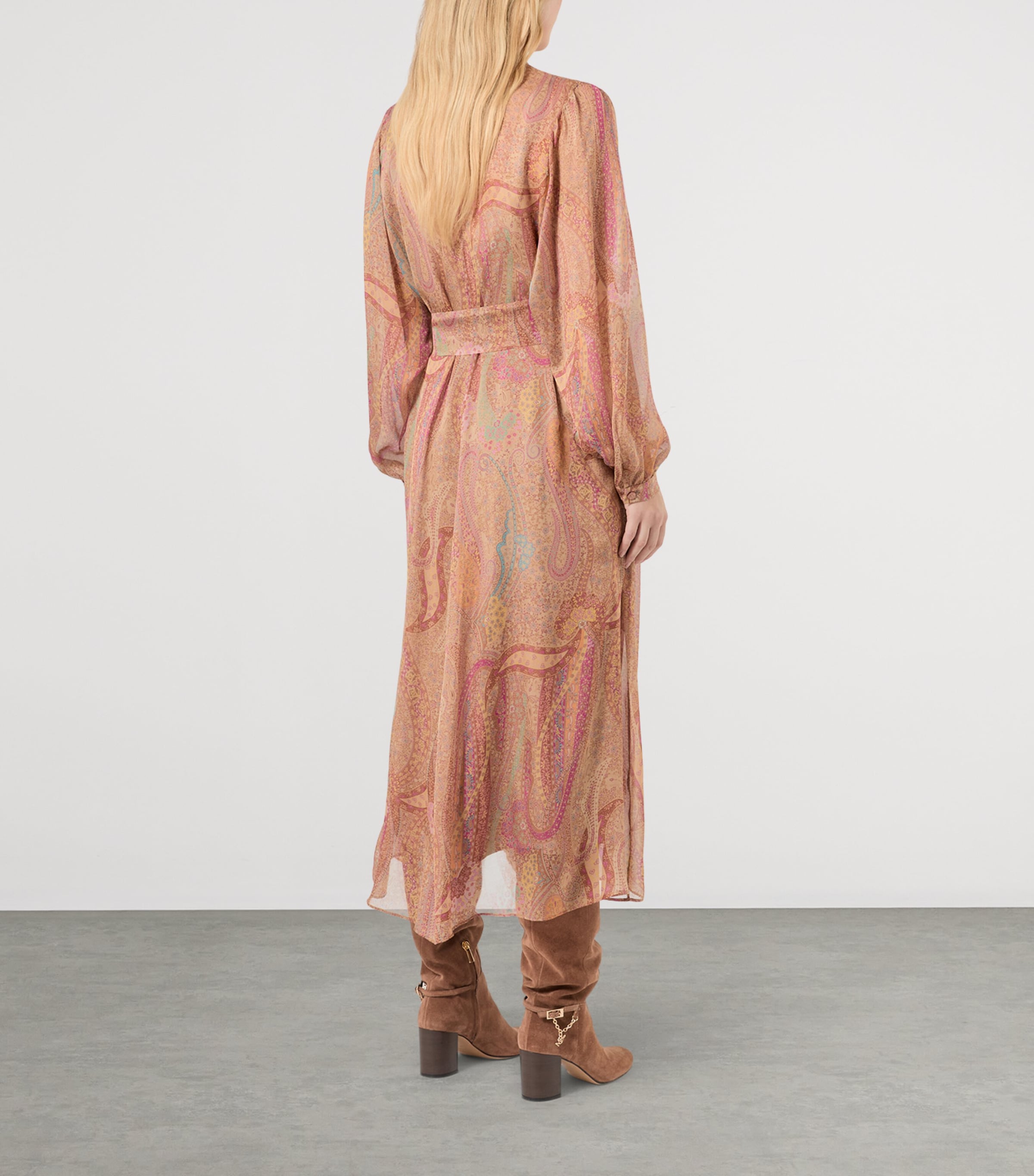 Marina Rinaldi Womens Silk Printed Maxi Dress Camel Image 4