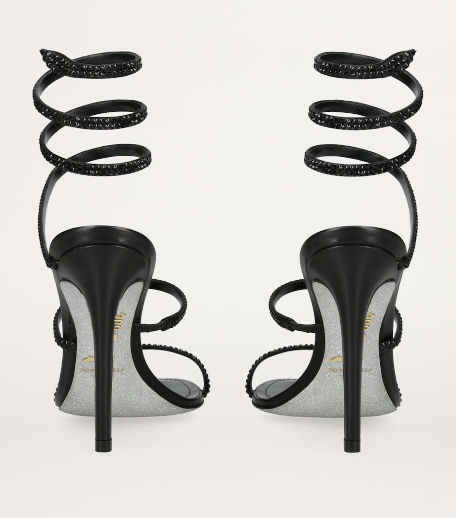 Leather Crystal-Embellished Cleo Sandals 105 BLACK Image 2