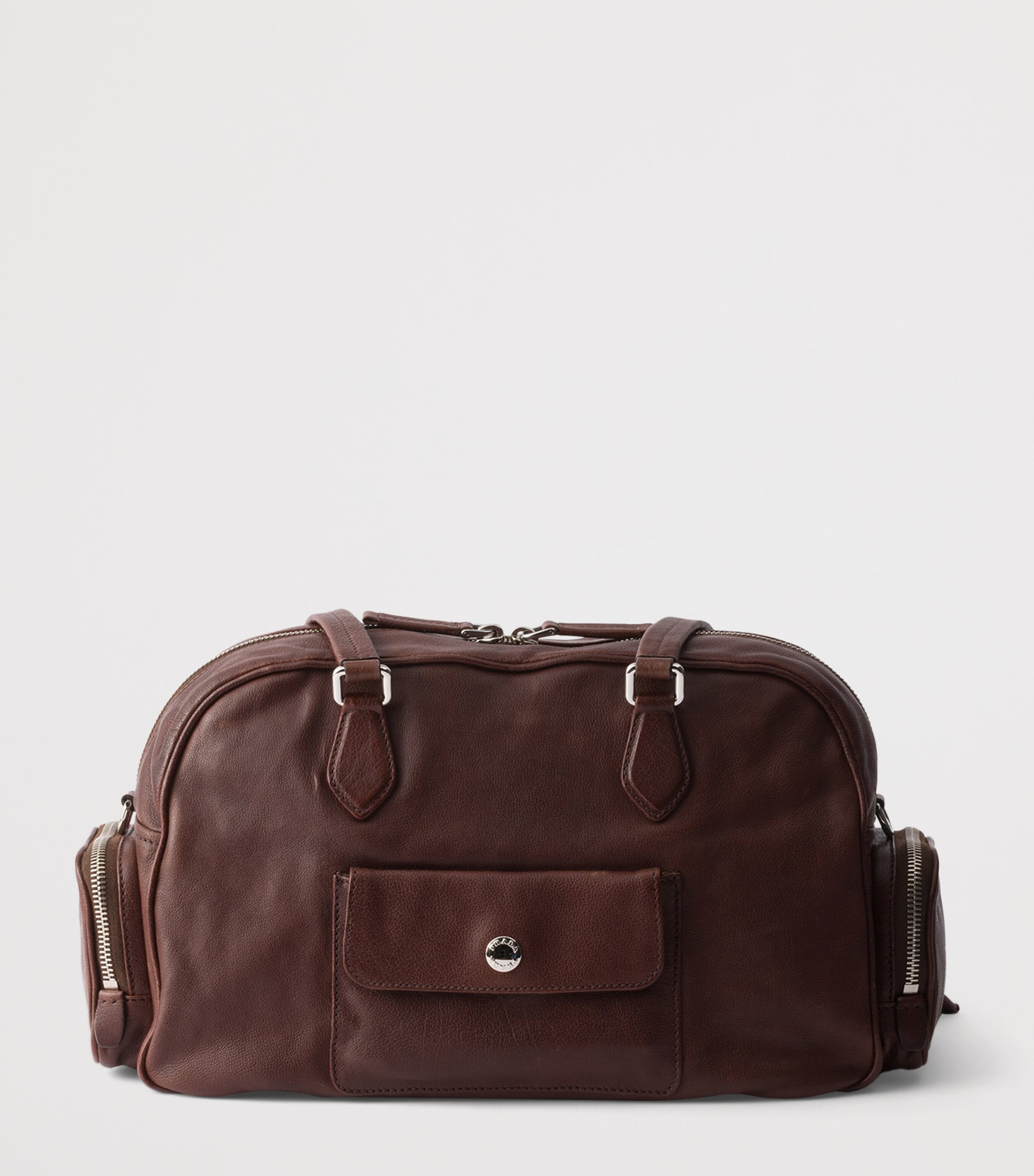 Large Washed Leather Shoulder Bag F0324 Image 4