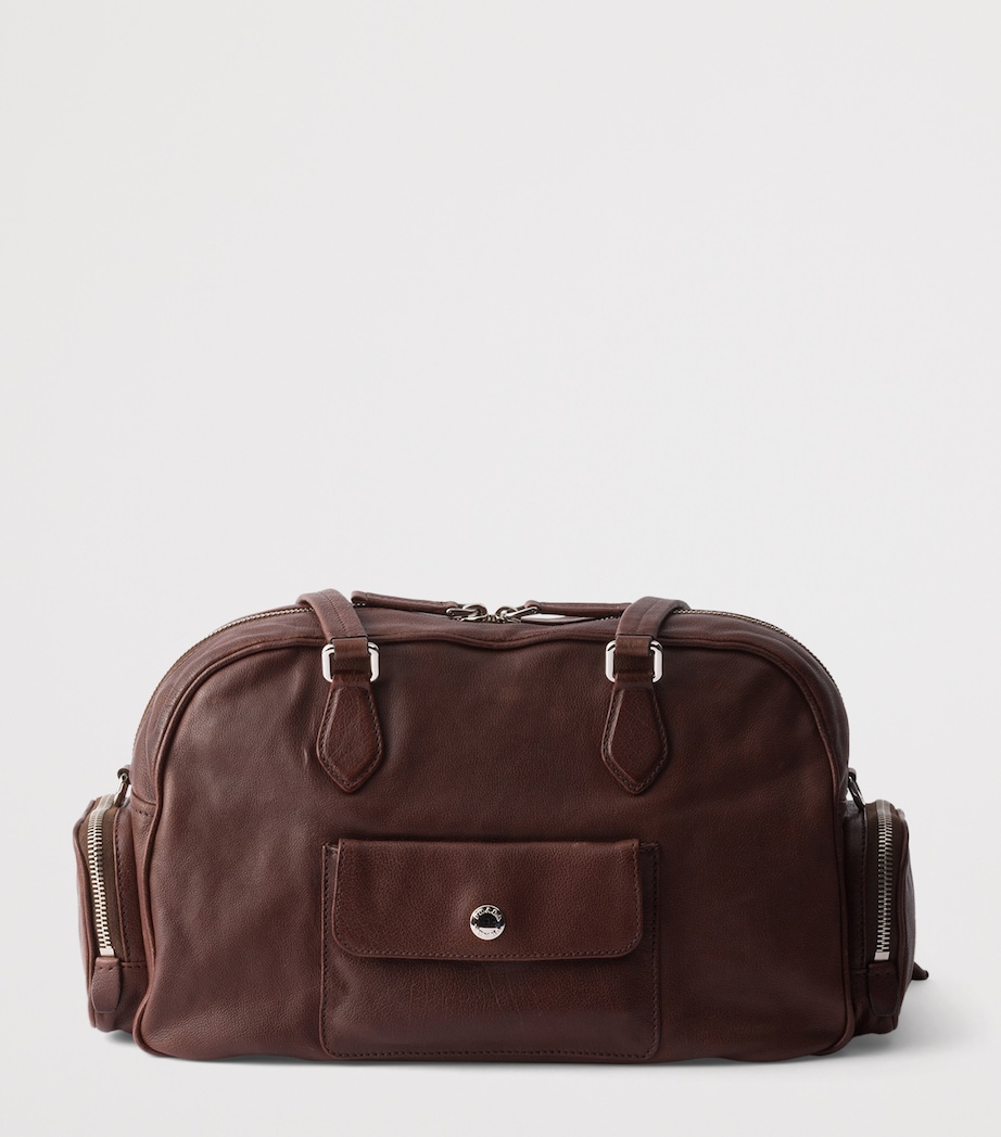 Large Washed Leather Shoulder Bag F0324 Image 4