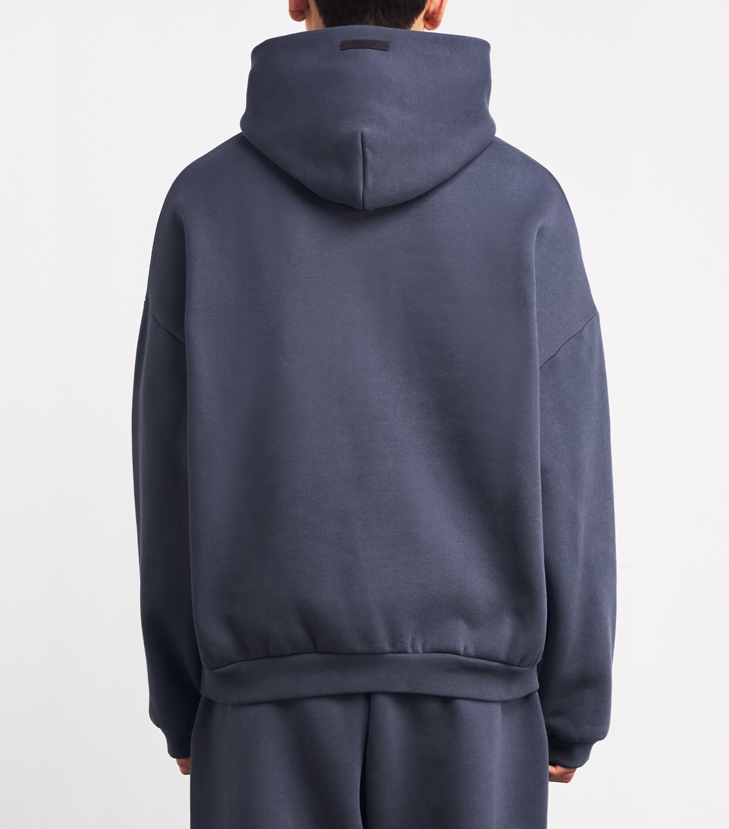 FEAR OF GOD ESSENTIALS Mens Cotton-Blend Logo Print Hoodie Marine Image 4