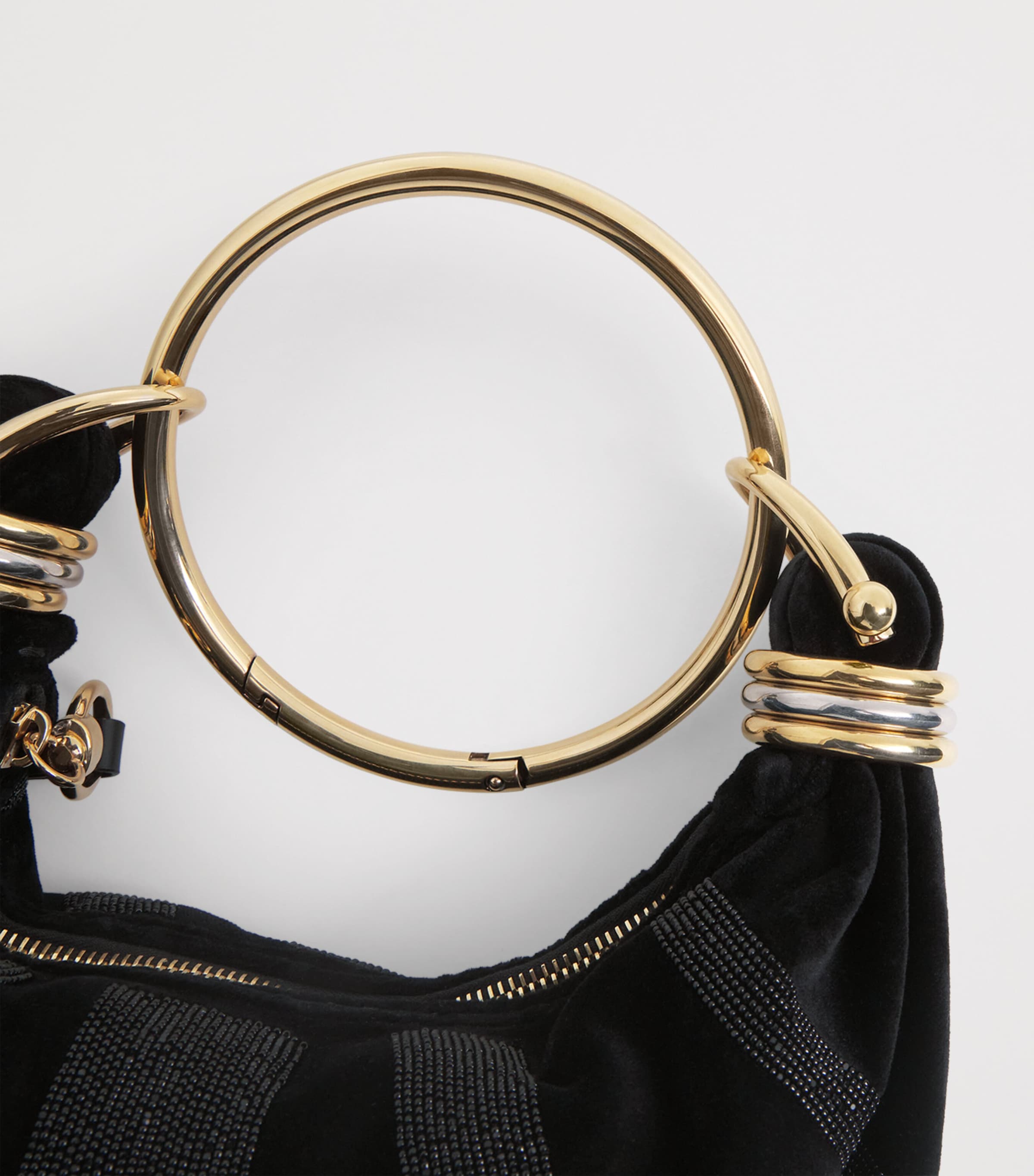 Mini Velvet Embellished Bracelet Top-Handle Bag BLACK Image 4