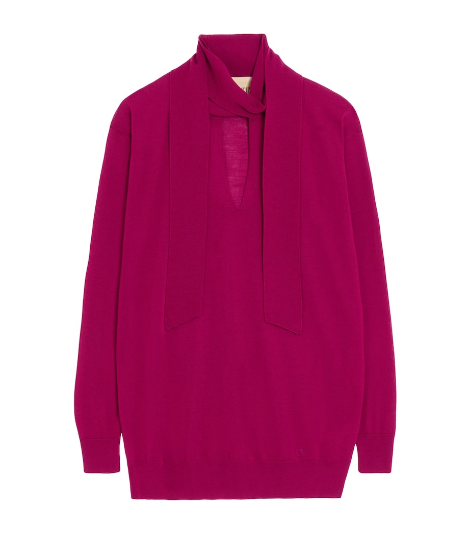 Valentino Womens Wool Tie-Neck Sweater Image 1