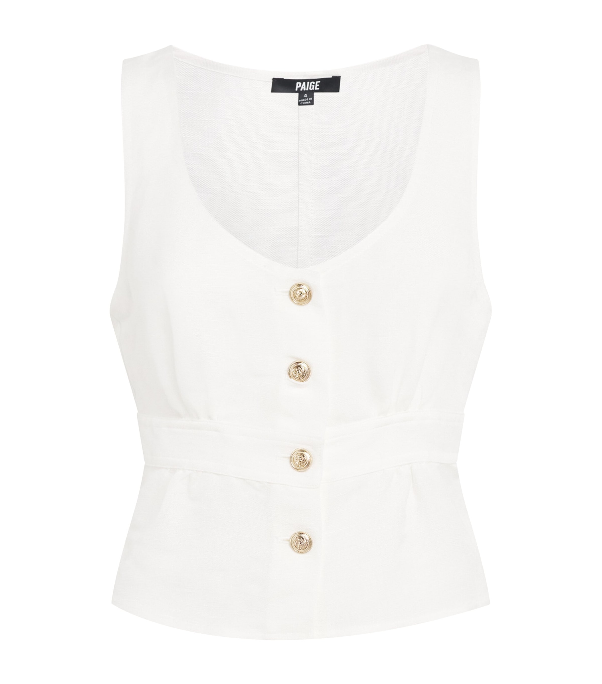 Paige Caine Linen Blend Button-up Tank In White