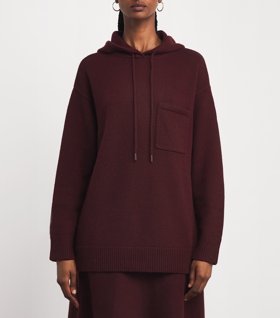 Wool-Cashmere Knitted Hoodie CHERRY Image 3