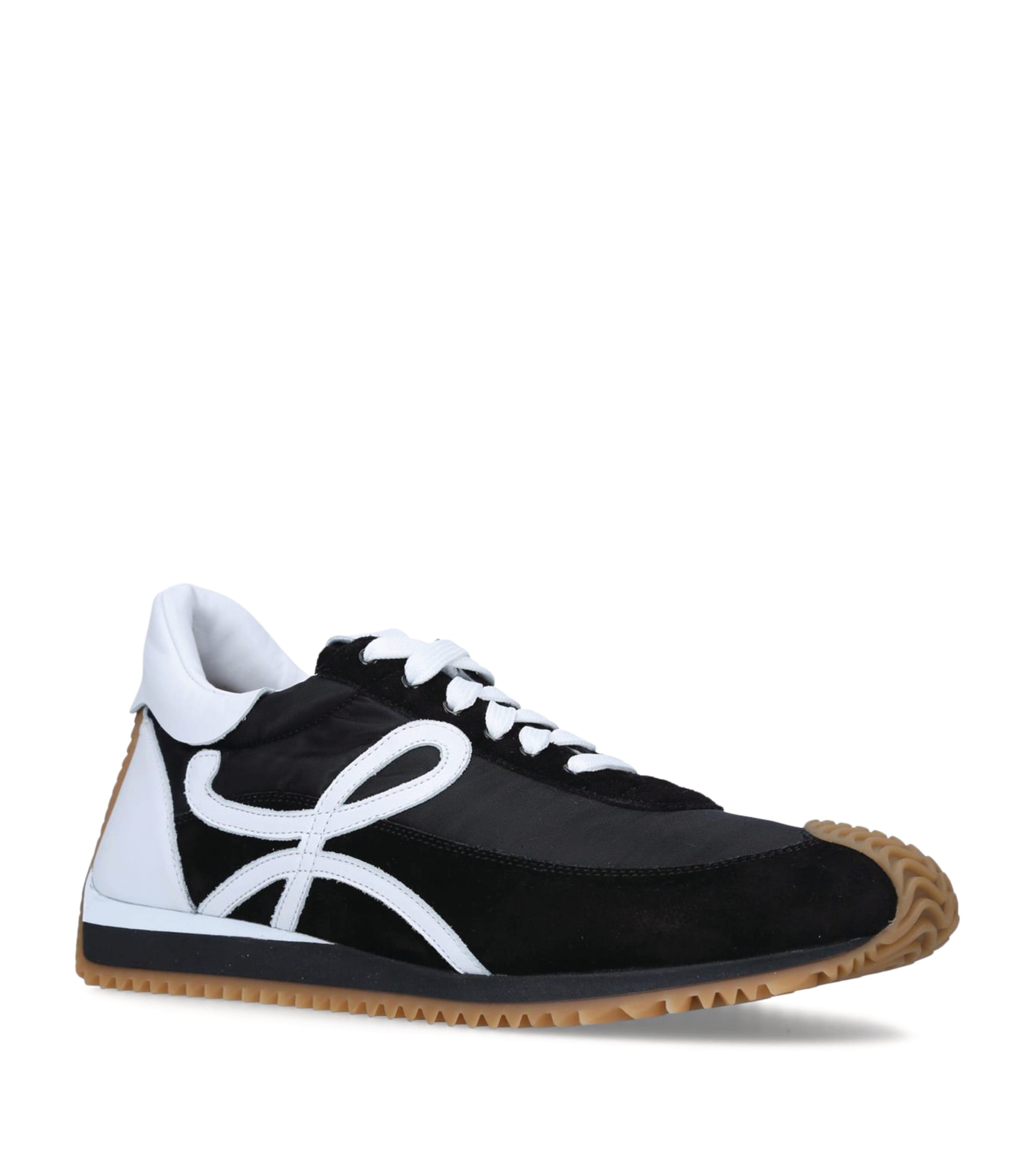 Suede-Panel Flow Runner Sneakers BLK/WHITE Image 3
