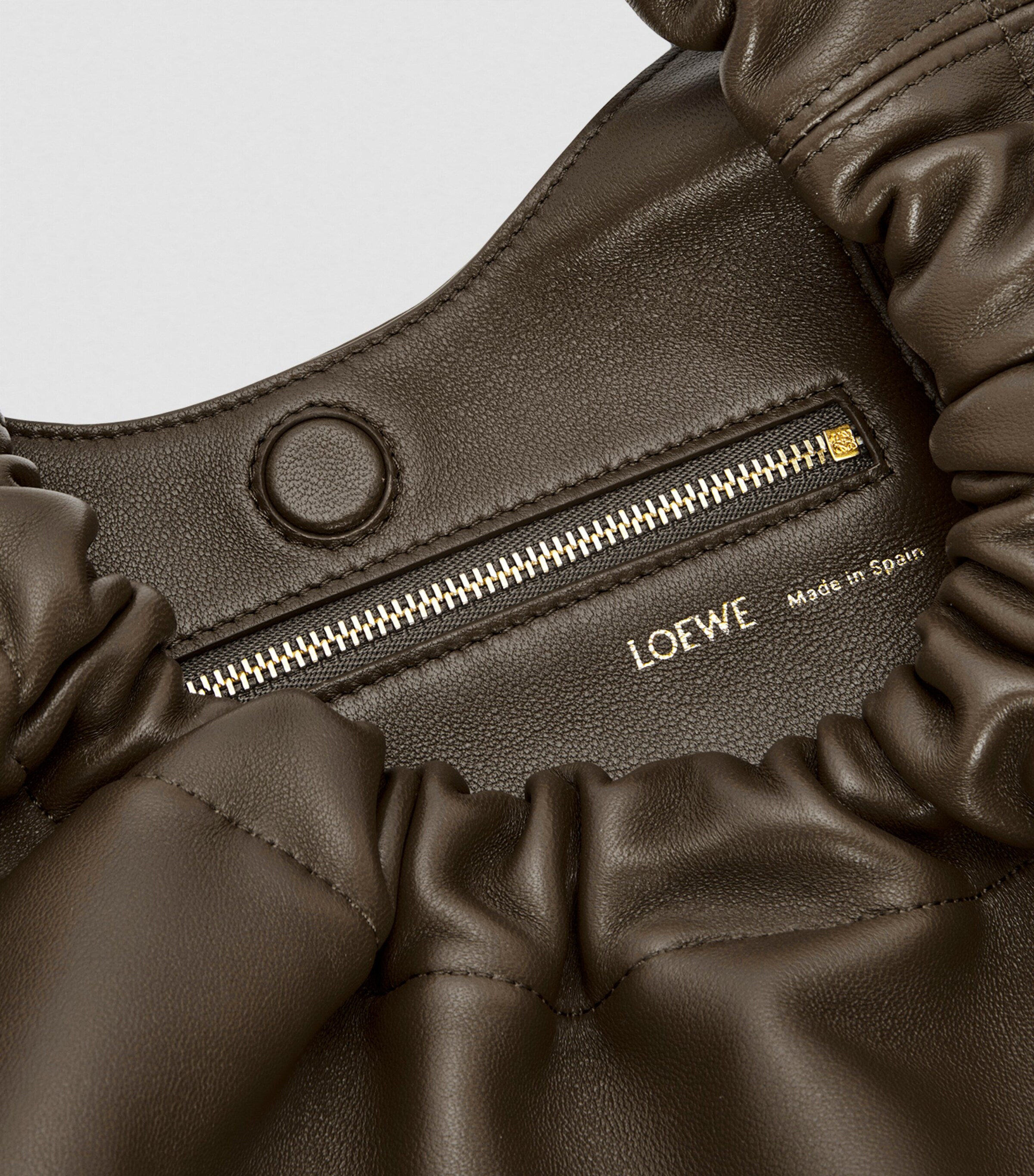 Small Leather Squeeze Top-Handle Bag CHOCOLATE Image 9