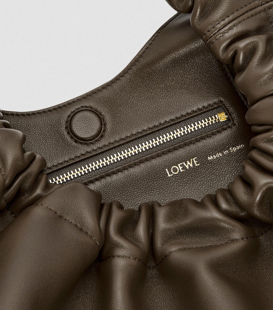 Small Leather Squeeze Top-Handle Bag CHOCOLATE Image 9