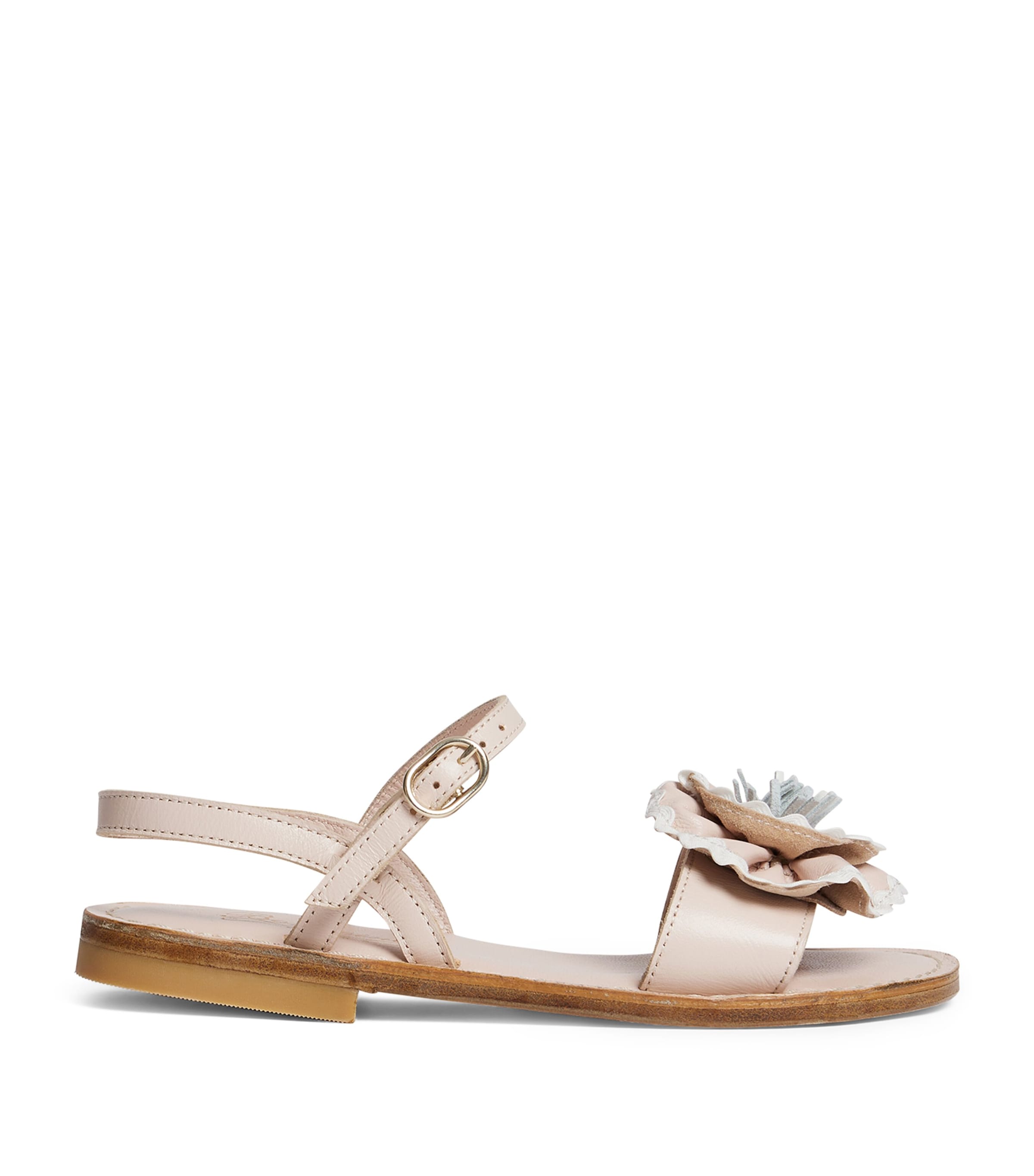 Leather Floral Sandals ROSE POUDRE Image 1