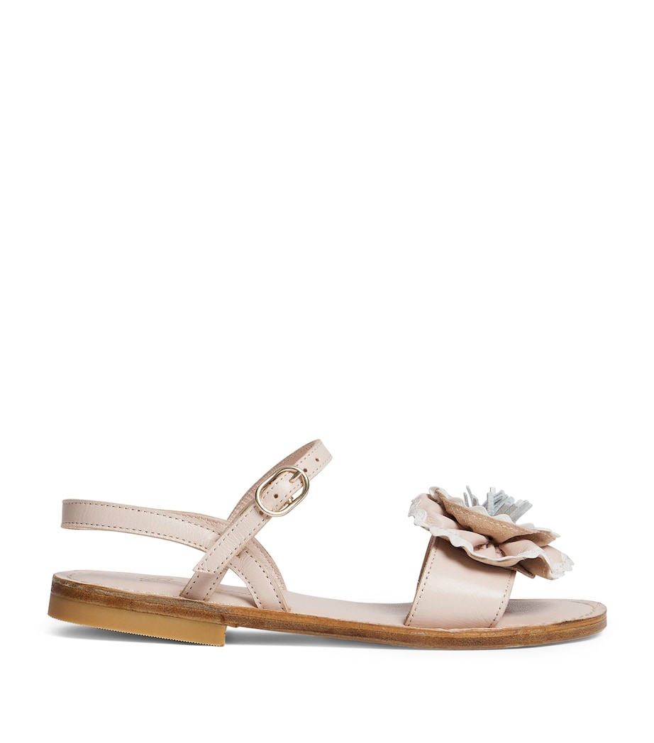 Leather Floral Sandals ROSE POUDRE Image 1