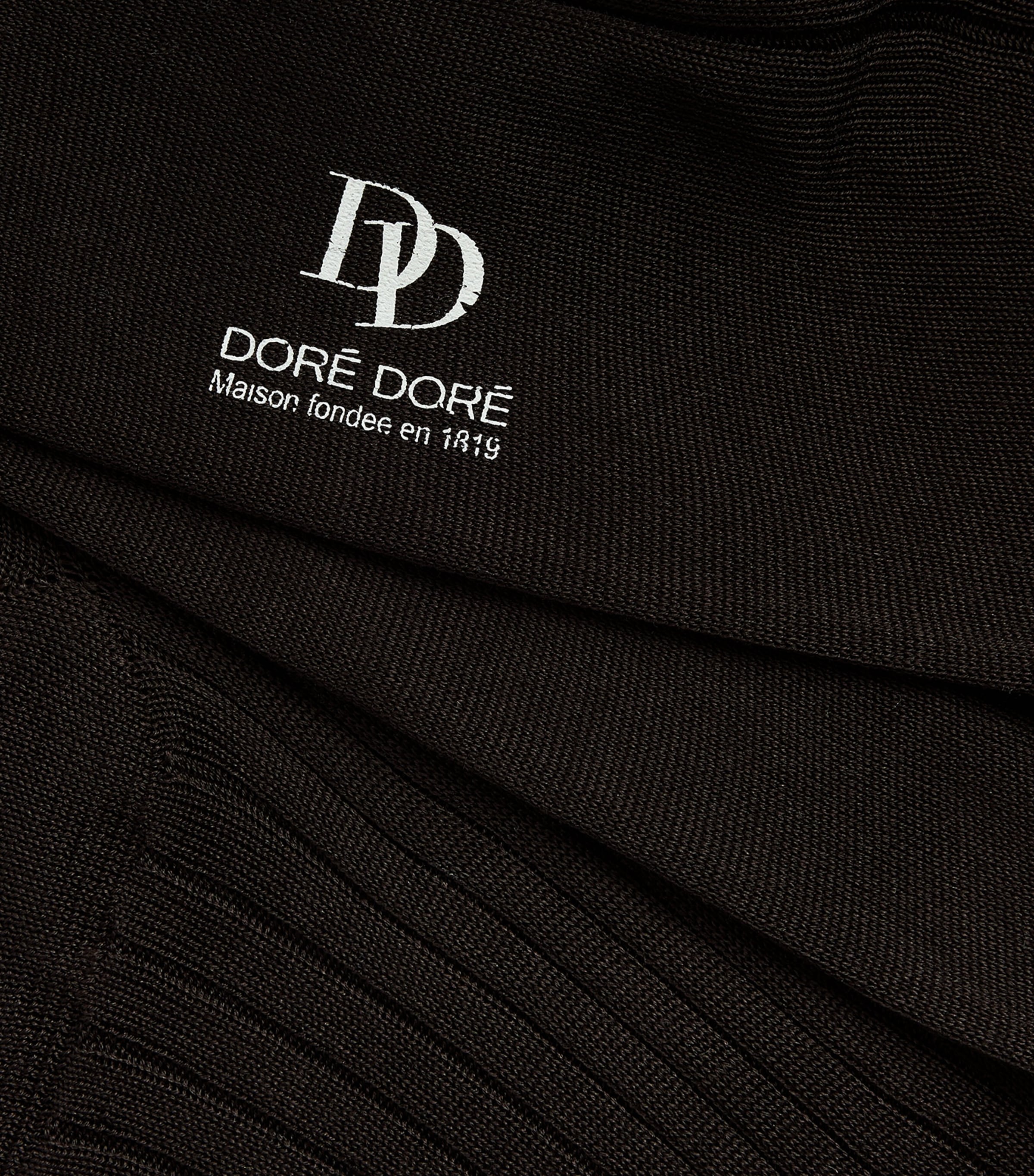 Doré Doré Mens Mercerised Cotton Ribbed Gentleman Socks Cafe Image 2