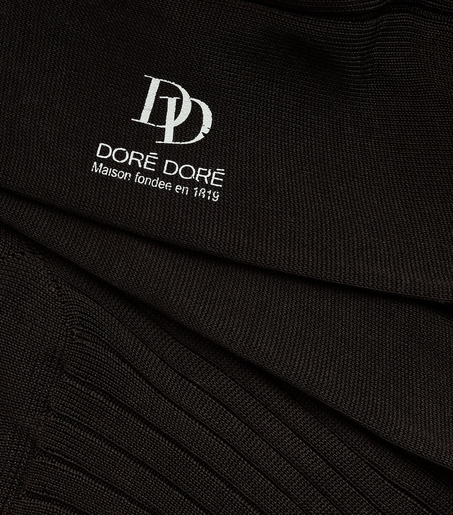 Doré Doré Mens Mercerised Cotton Ribbed Gentleman Socks Cafe Image 2