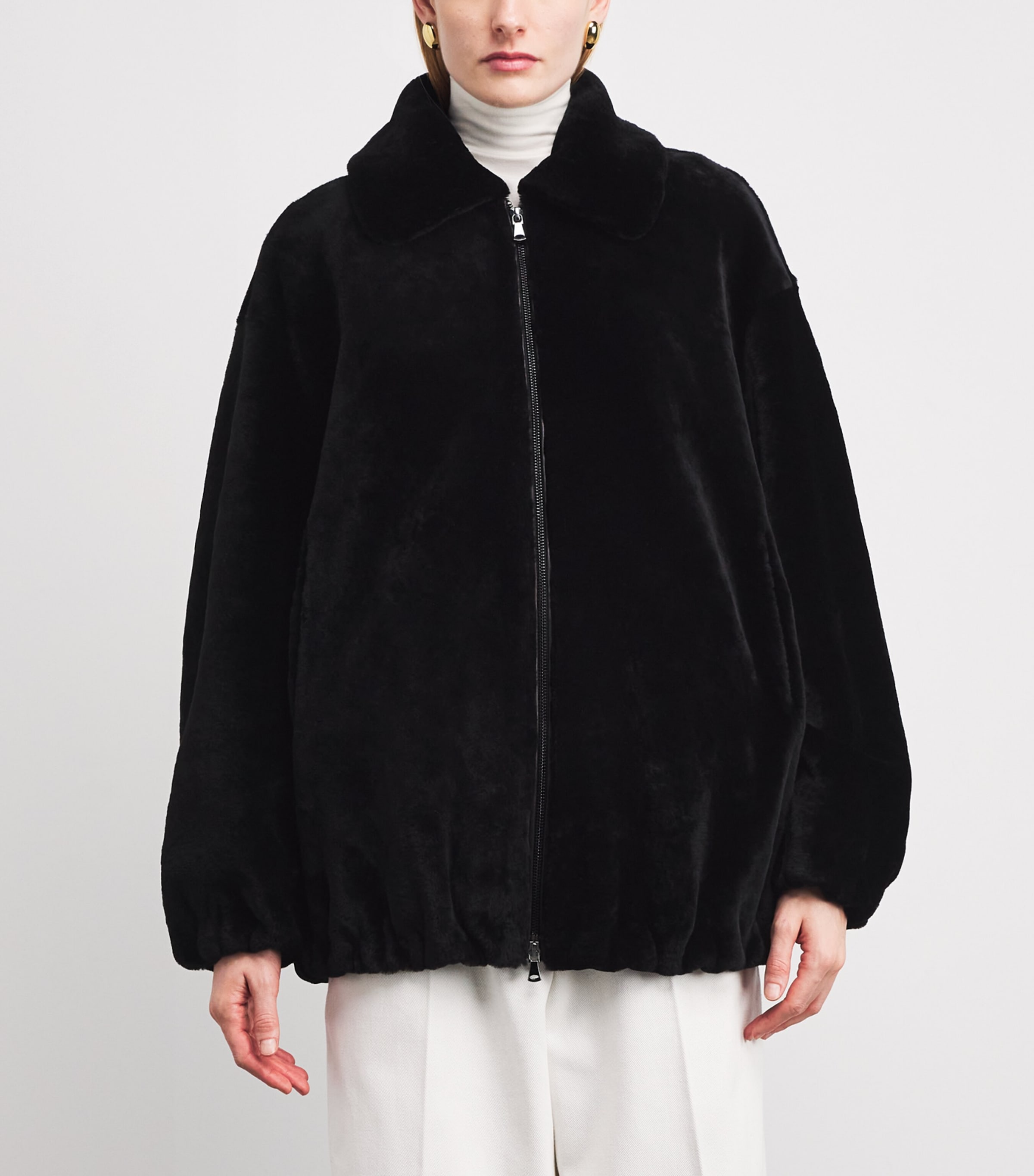 Lambskin Shearling Bomber Jacket NOIR Image 3