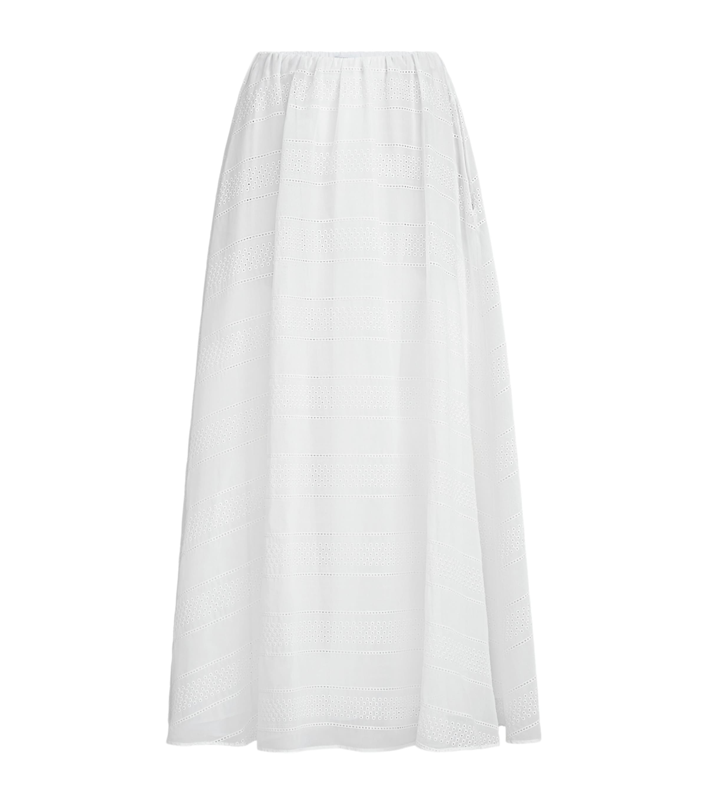 Brunello Cucinelli Womens Cotton Broderie Anglaise Maxi Skirt Image 1