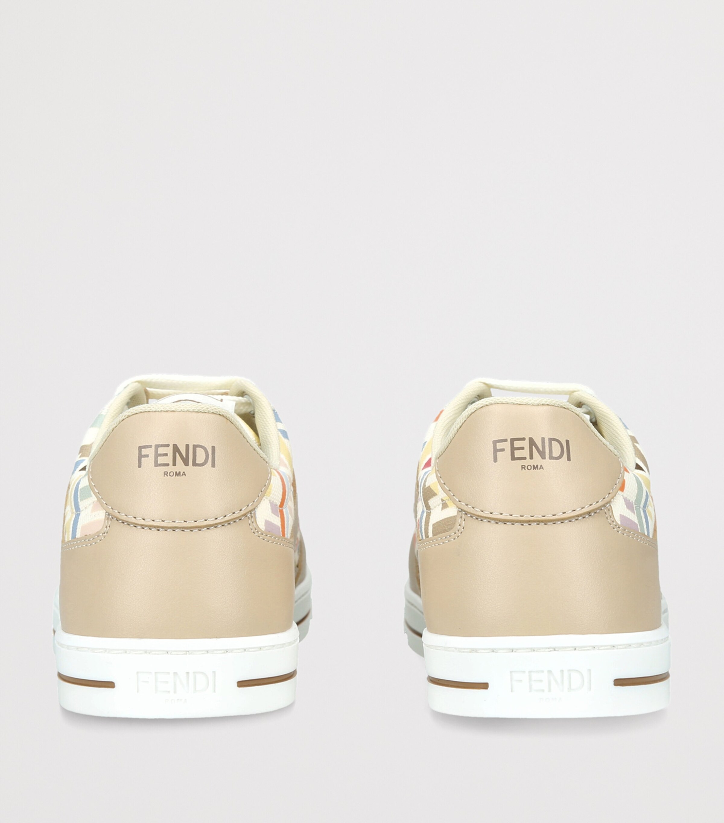 Fendi Kids Leather Logo Sneakers Beige Comb Image 4