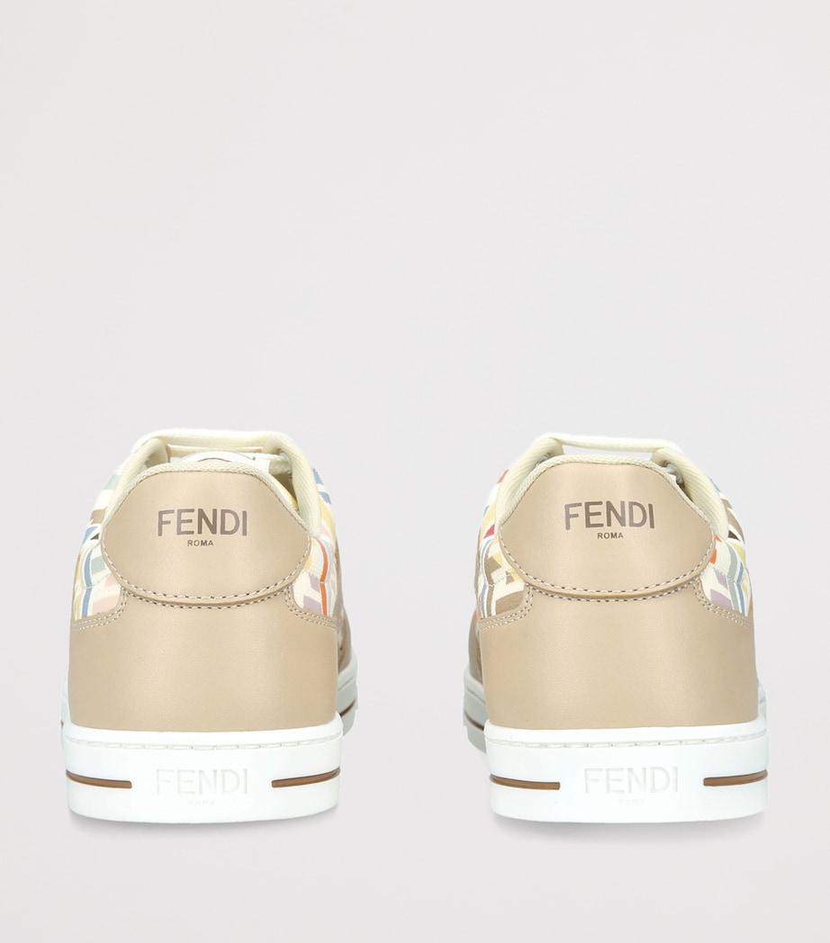 Fendi Kids Leather Logo Sneakers Beige Comb Image 4