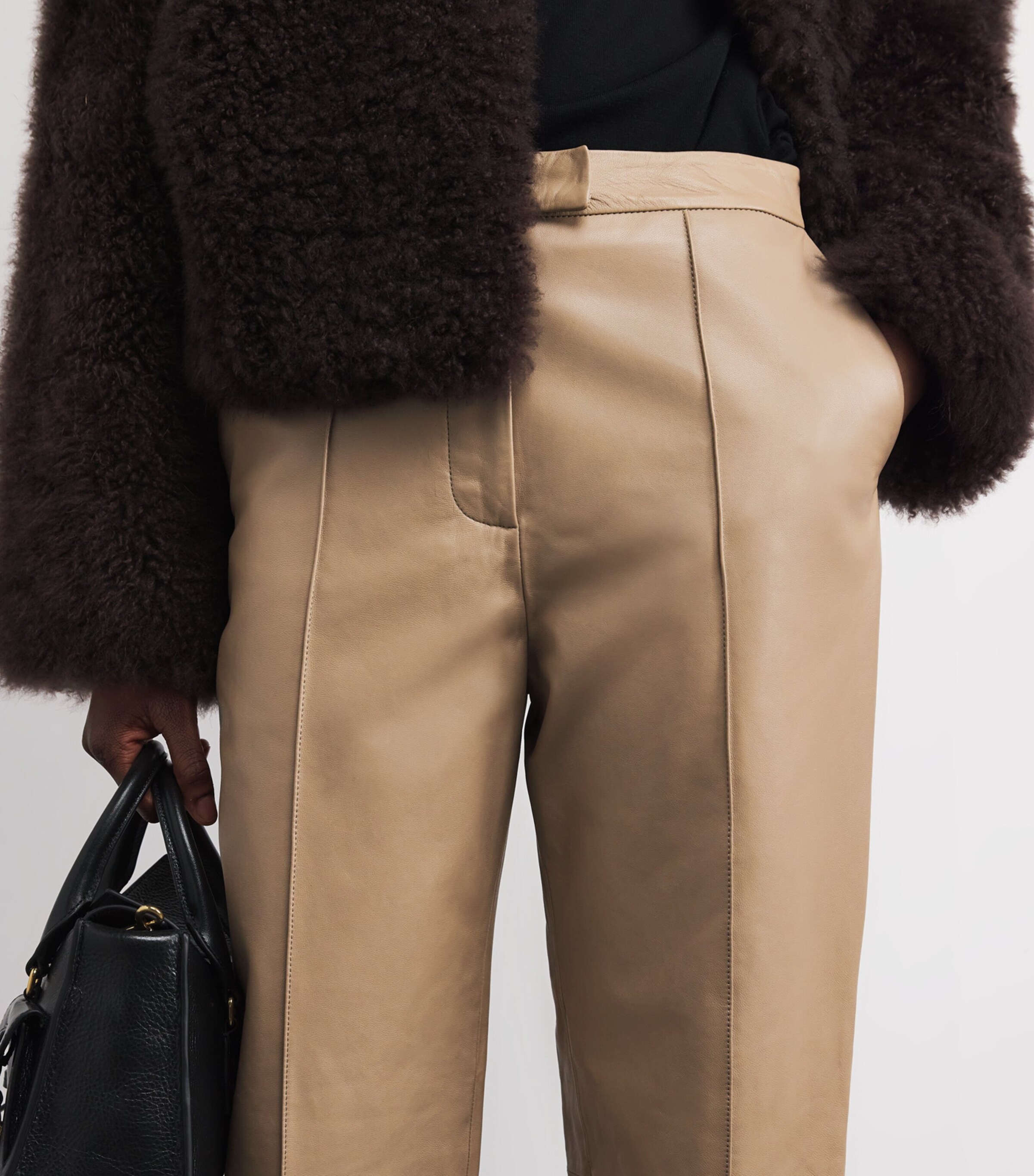 Yves Salomon Womens Lambskin Straight Tailored Trousers Image 3