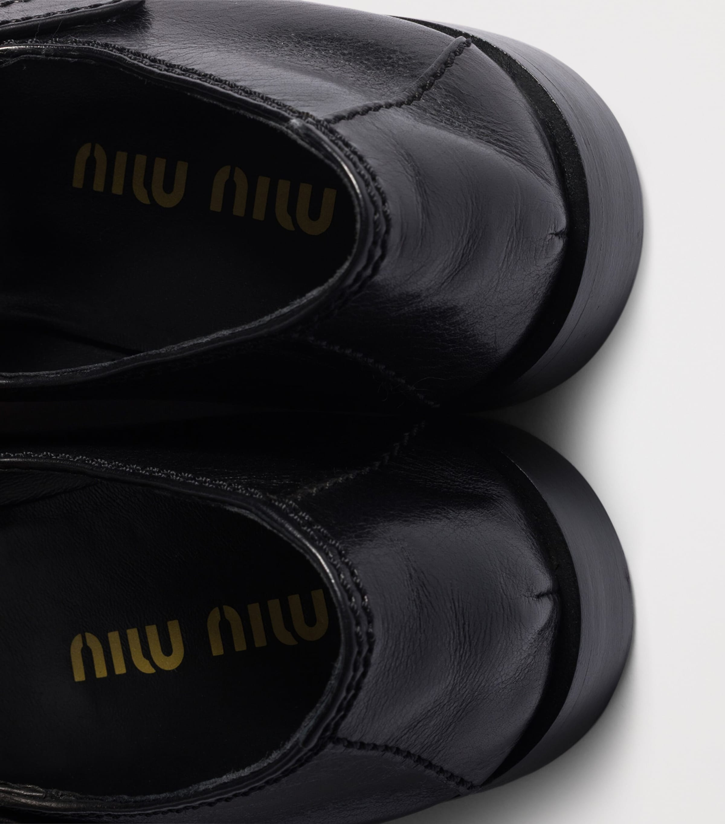 Miu Miu Womens Leather Strap-Detail Loafers Image 4