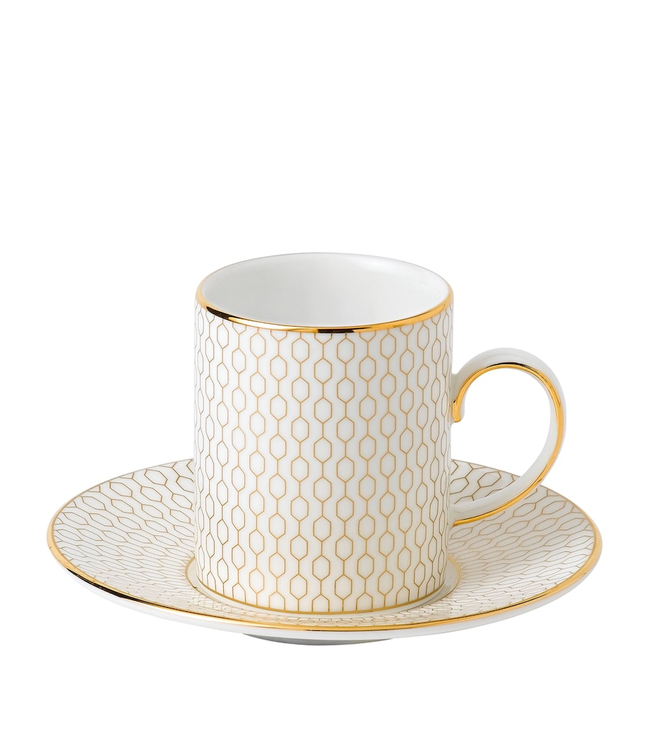 Gio Gold Coffee Cup and Saucer WHITE Image 1