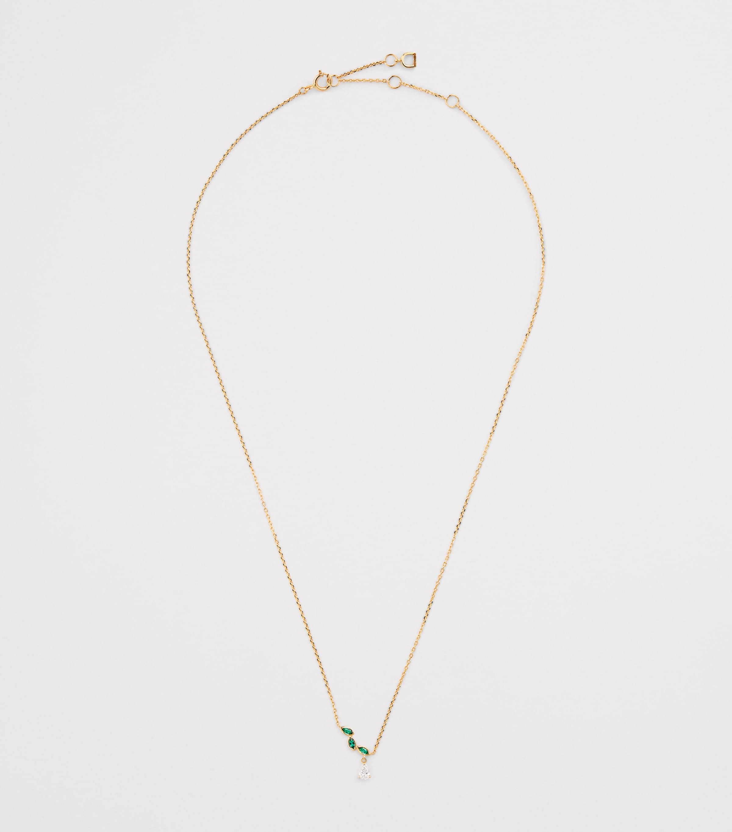 Astrid & Miyu Yellow Gold, Diamond and Emerald Necklace Gold Image 3