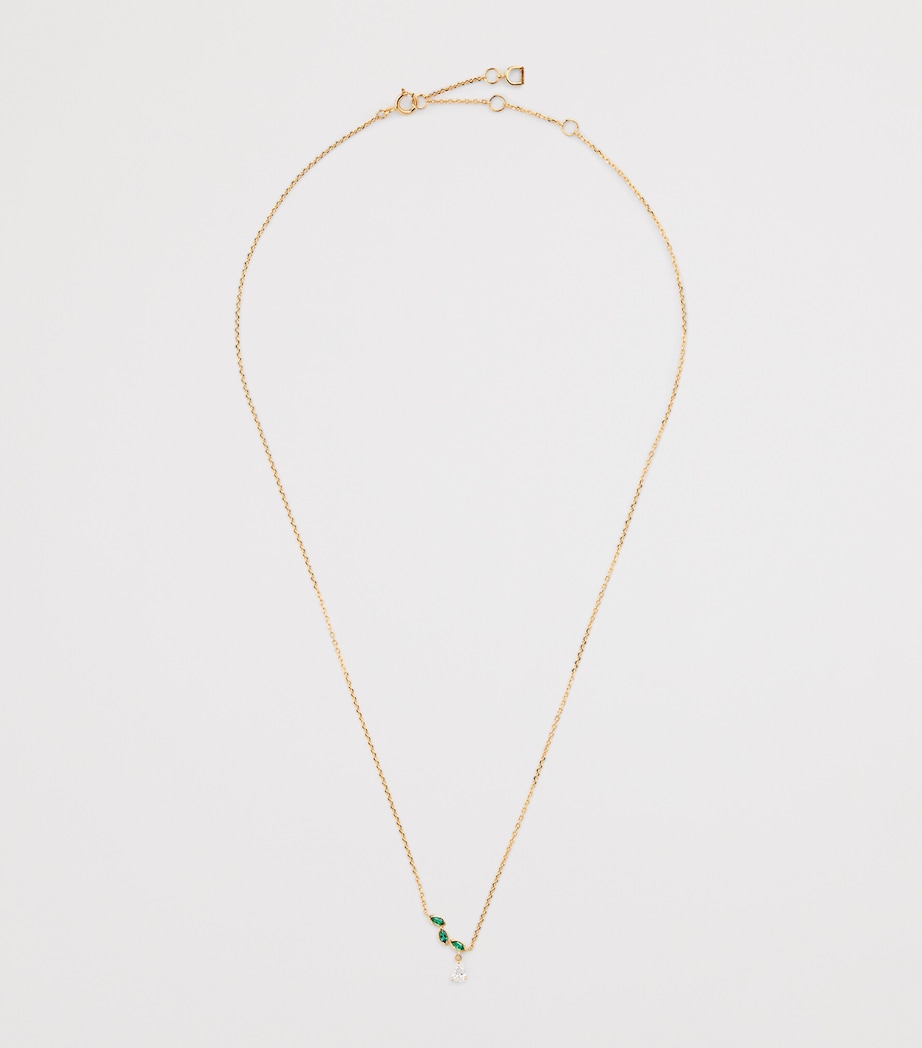 Astrid & Miyu Yellow Gold, Diamond and Emerald Necklace Gold Image 3