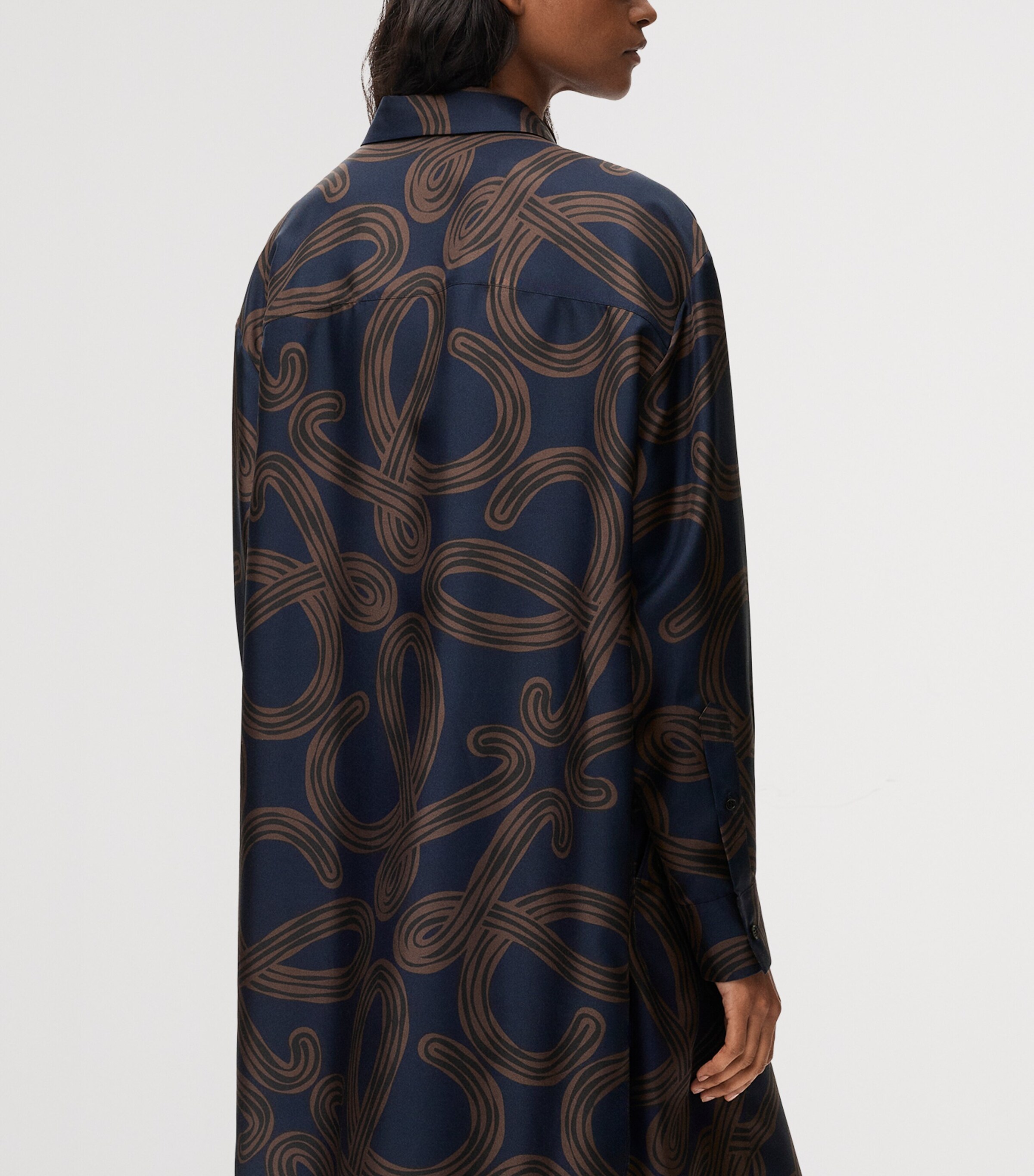 LOEWE Womens x Paula’s Ibiza Silk Oversized Shirt Navy/brown Image 4