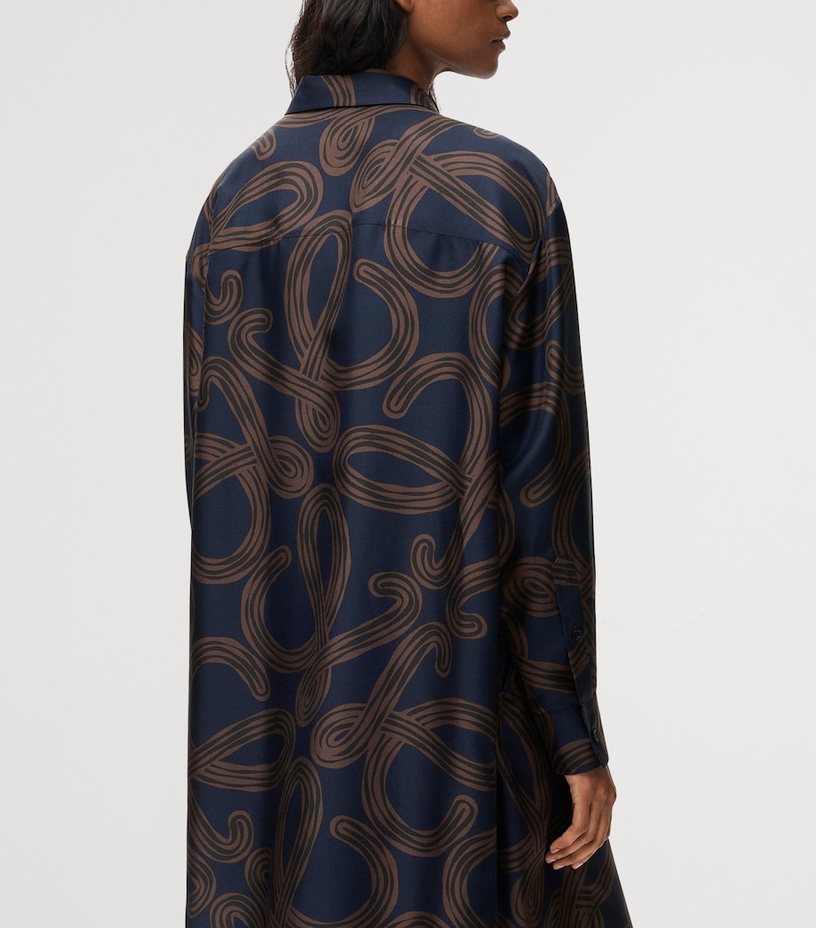 LOEWE Womens x Paula’s Ibiza Silk Oversized Shirt Navy/brown Image 4