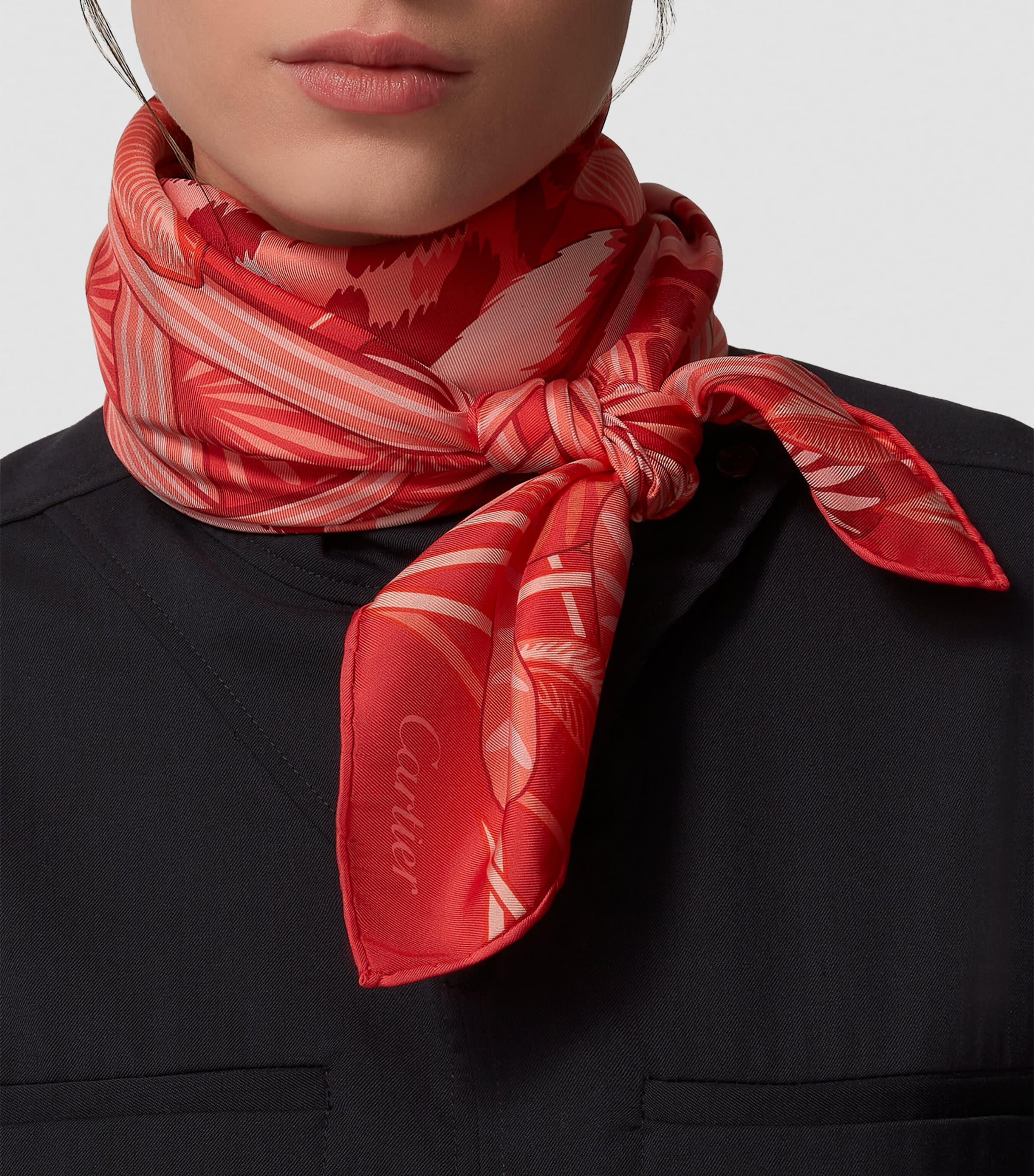 Cartier Silk Panther in the Jungle Scarf Red Image 2
