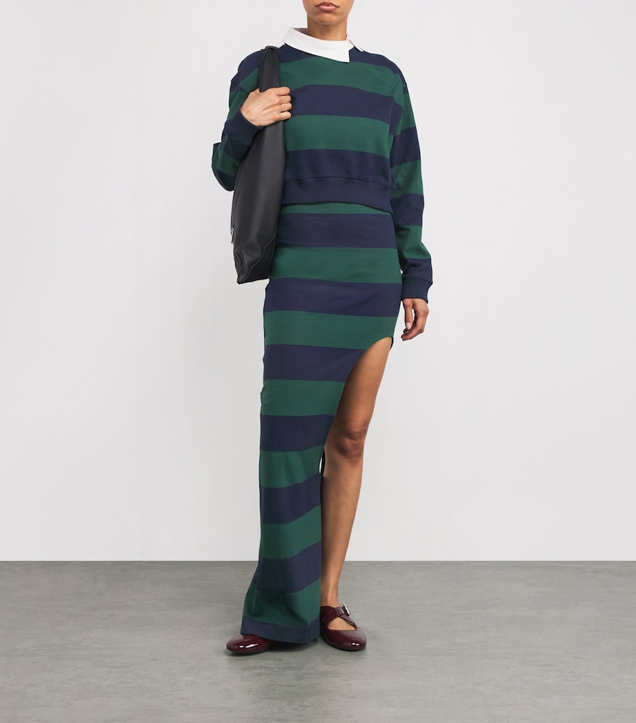 Cotton Stripe Cut-Out Maxi Skirt EMERALD GREEN/NAVY Image 2