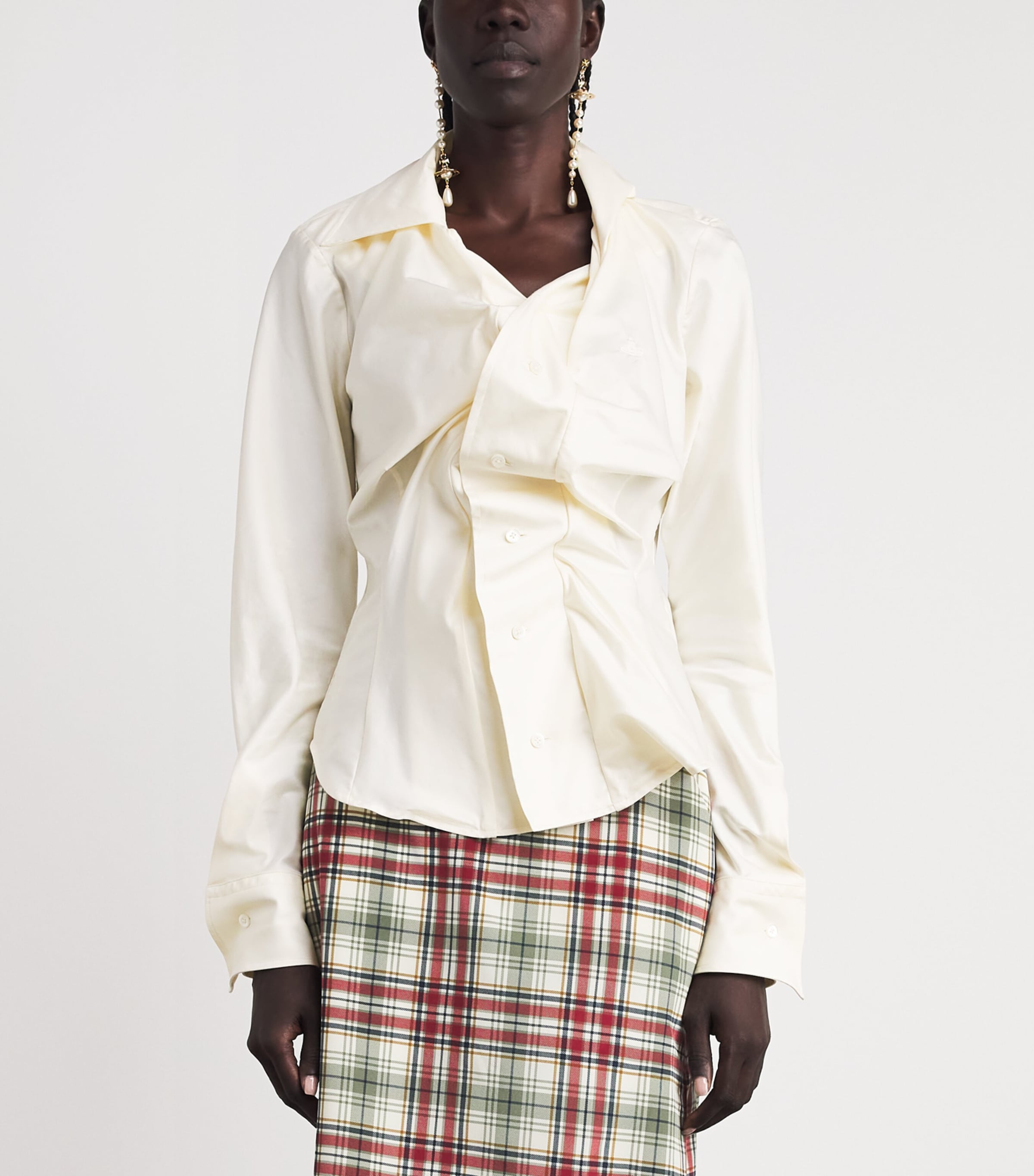 Vivienne Westwood Womens Cotton Drunken Shirt Stone Image 4