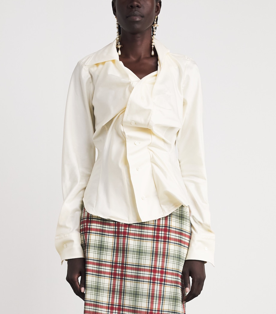 Vivienne Westwood Womens Cotton Drunken Shirt Stone Image 4