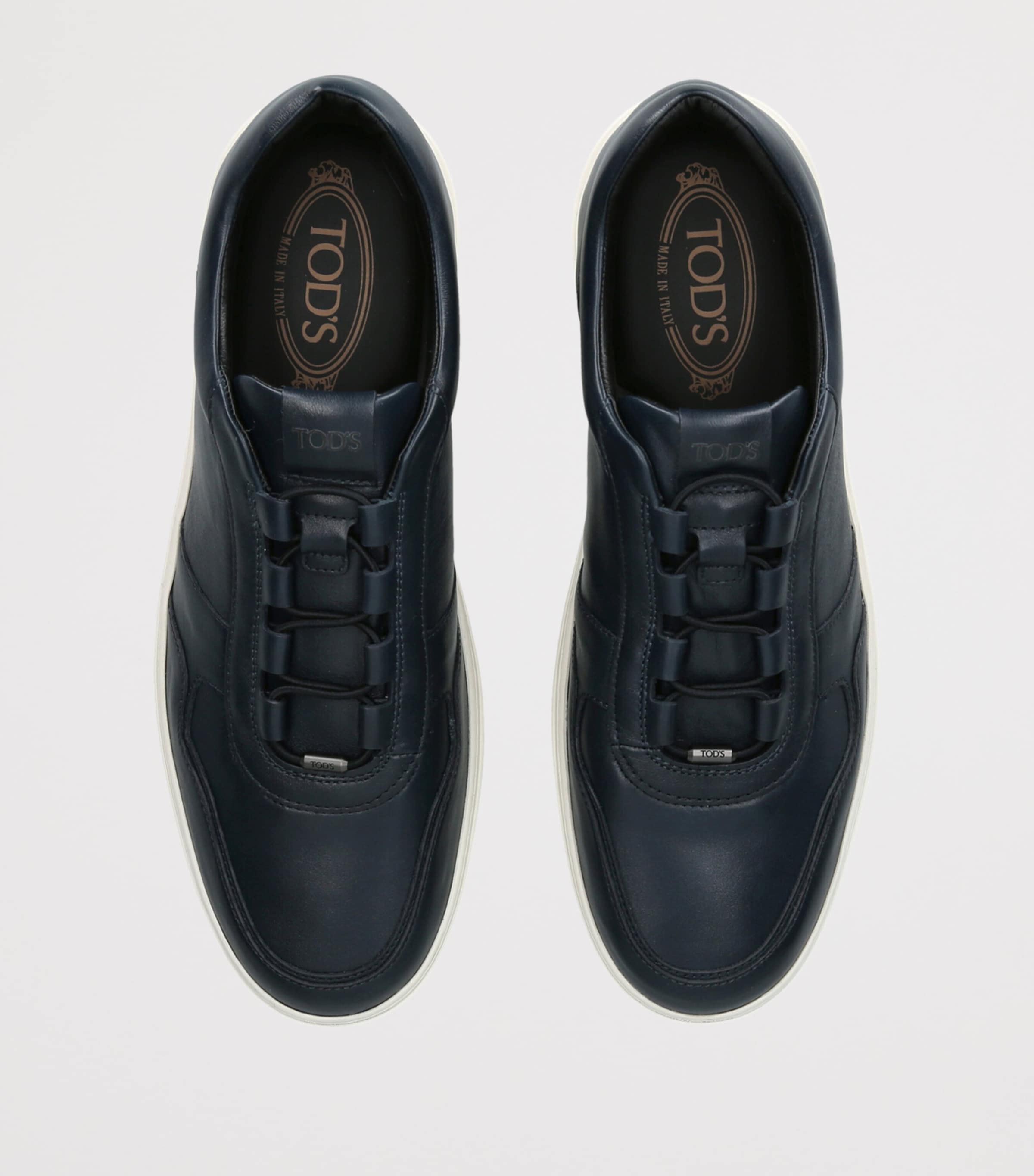 Tod's Leather Elastic Cassetta Sneakers Navy Image 3