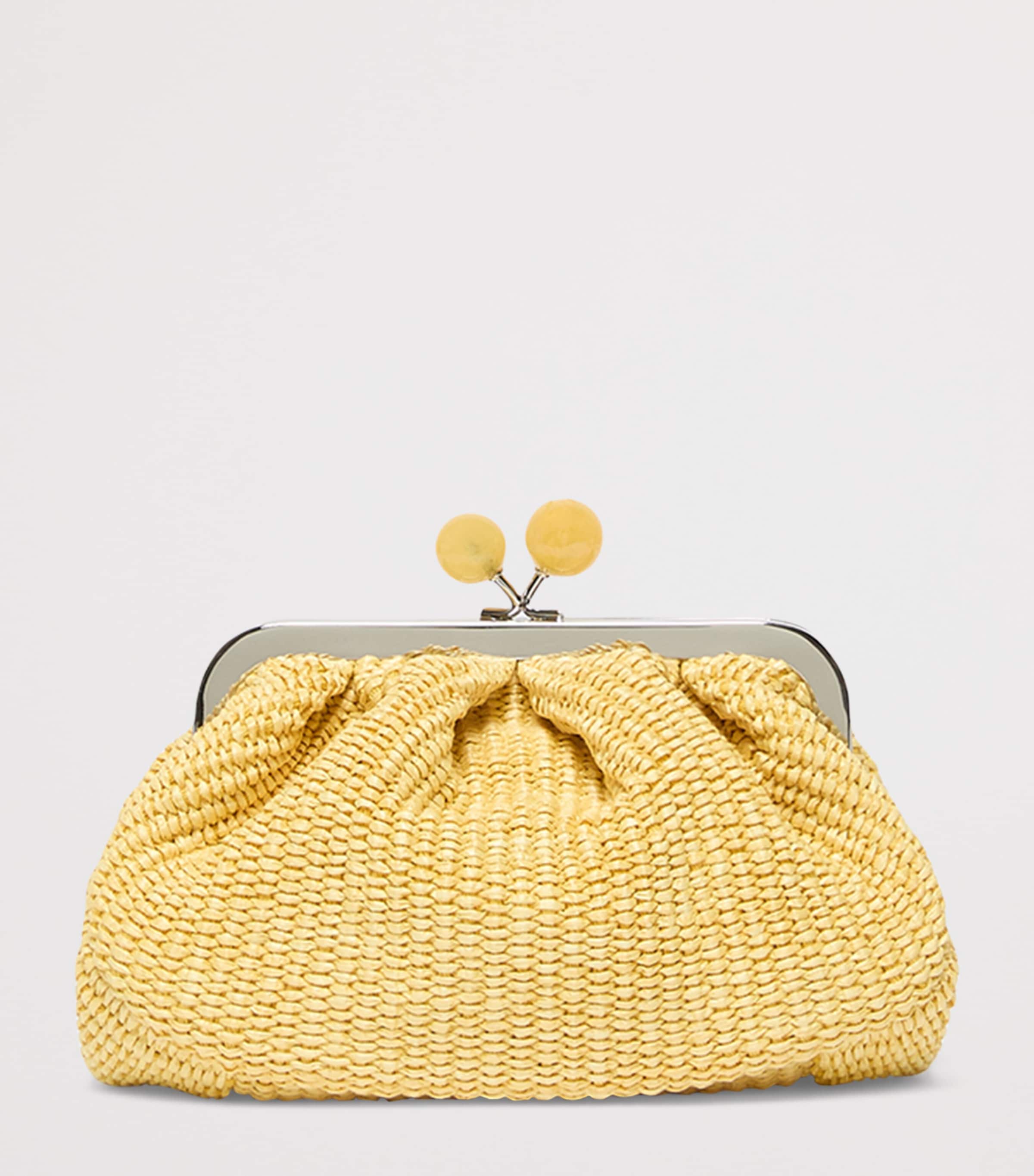Weekend Max Mara Small Woven Pasticcino Clutch Bag Yellow Image 2