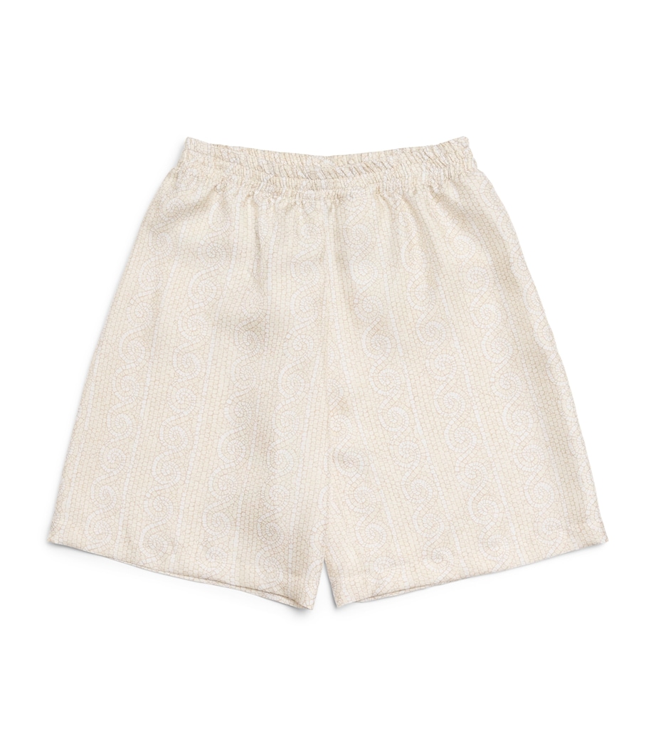 Versace Kids Silk Twill Greca Mosaic Shorts (4-14 Years) Image 1