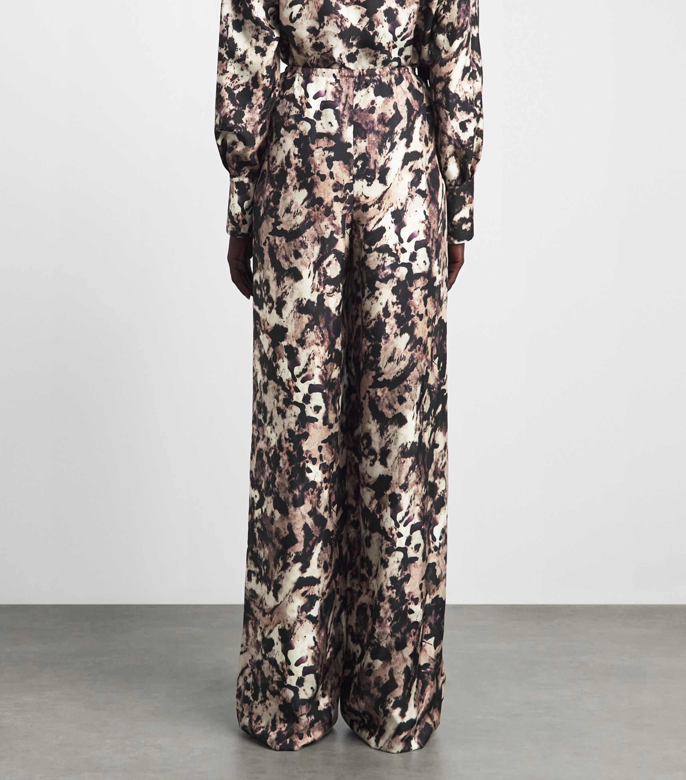 Agnona Womens Silk Printed Wide-Leg Trousers Drk Bgdy Image 5
