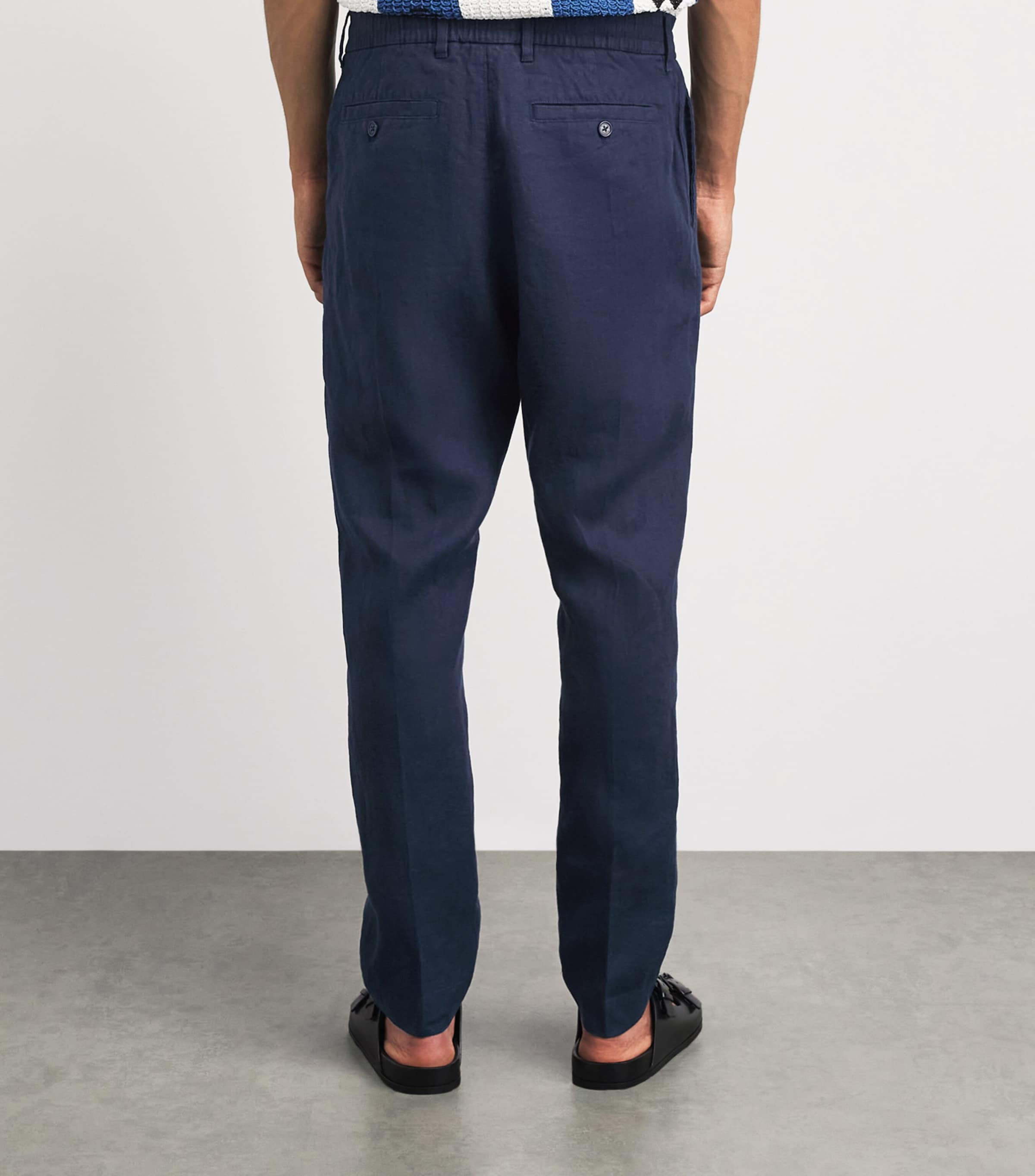 NN.07 Mens Linen Billie Trousers Navy Blue Image 5