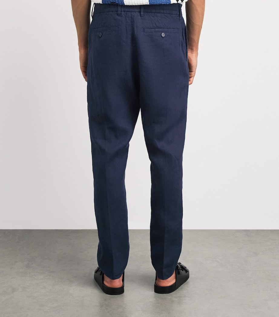 NN.07 Mens Linen Billie Trousers Navy Blue Image 5