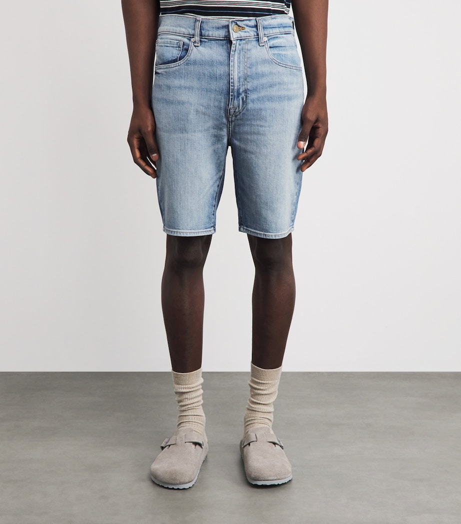 7 For All Mankind Mens Heirloom Jean Shorts Light Blue Image 4