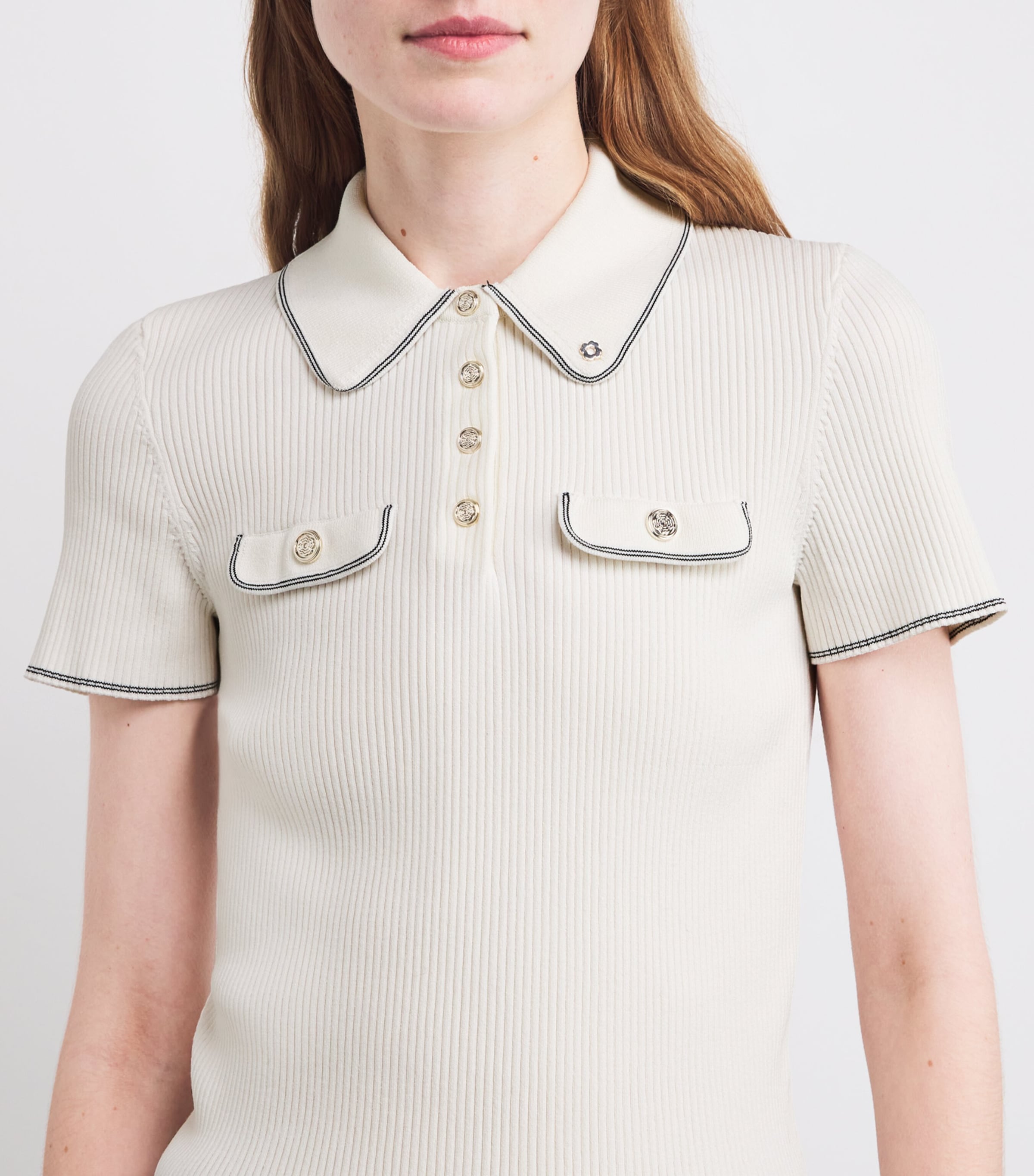 Ribbed Polo Shirt ECRU Image 6