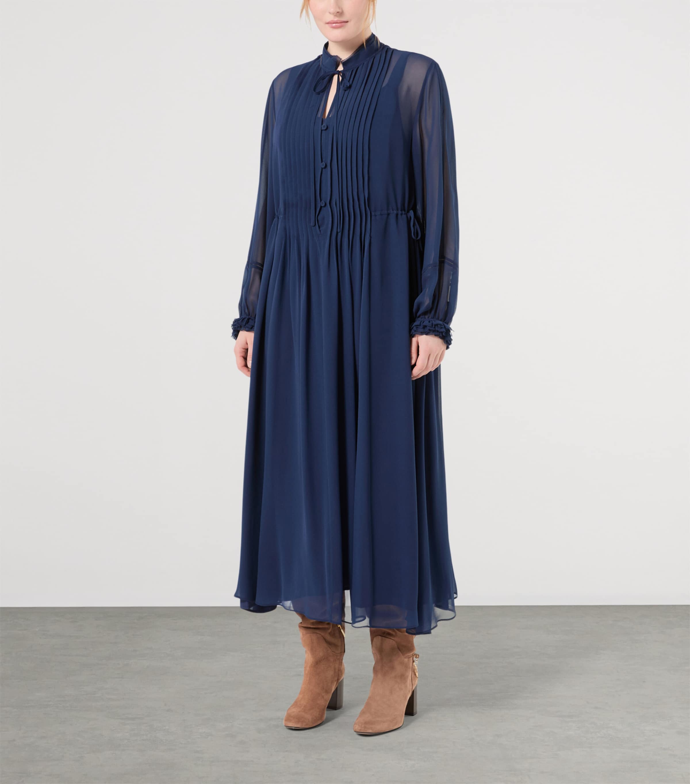 Marina Rinaldi Womens Silk Midi Dress Midnightblue Image 3