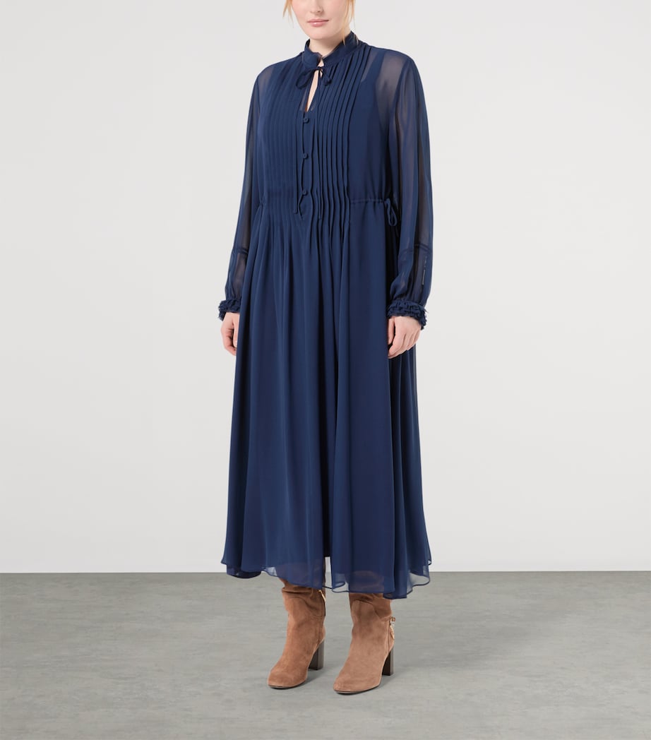 Marina Rinaldi Womens Silk Midi Dress Midnightblue Image 3